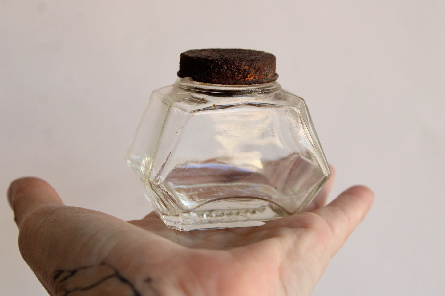 Vintage 1940s Waterman's Ink Glass Bottle with Lid