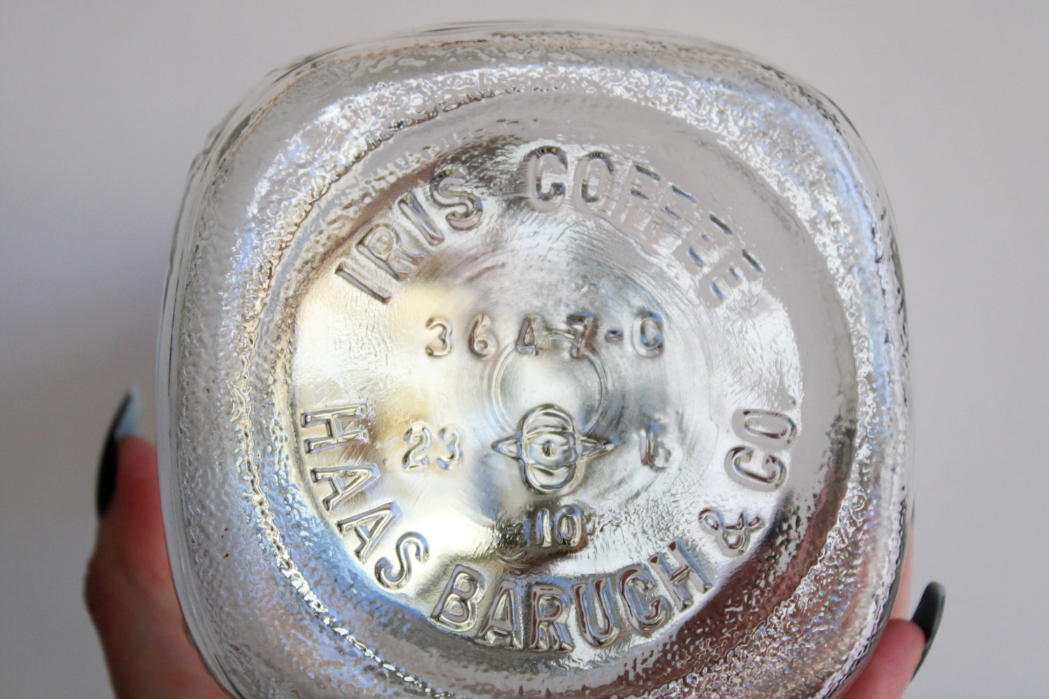 Vintage 1940s Glass Iris Coffee Jar