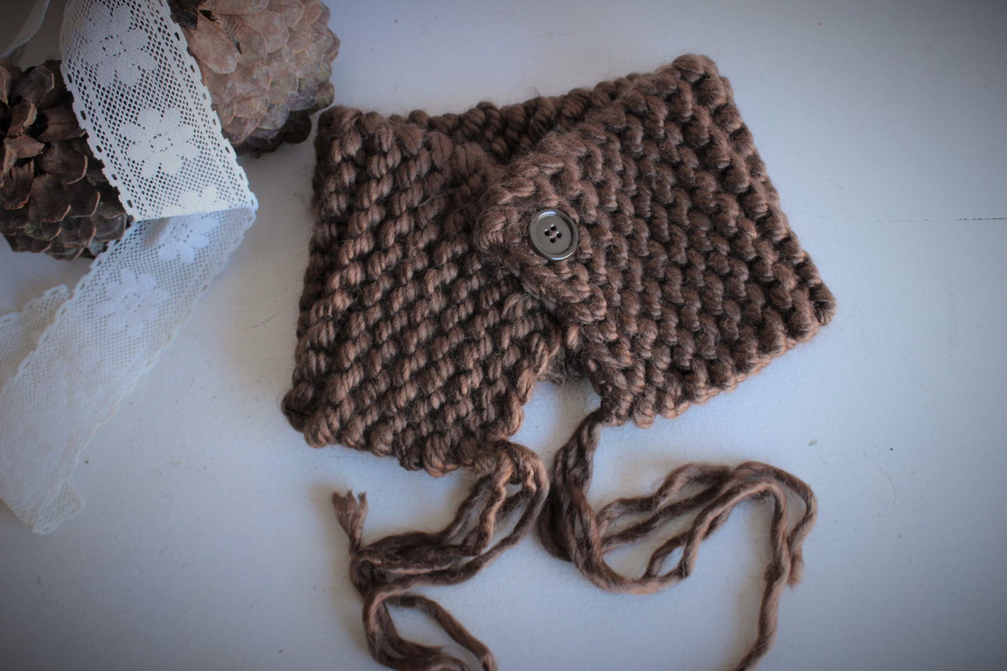 Handknit "Hot Cocoa" Brown  Cowl or Collar Scarf