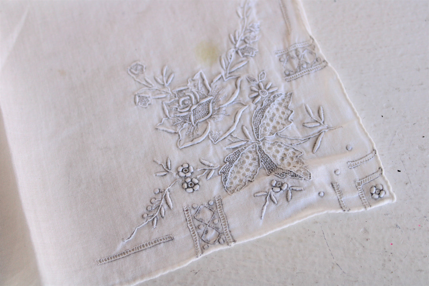 Vintage Embroidered White Hankie