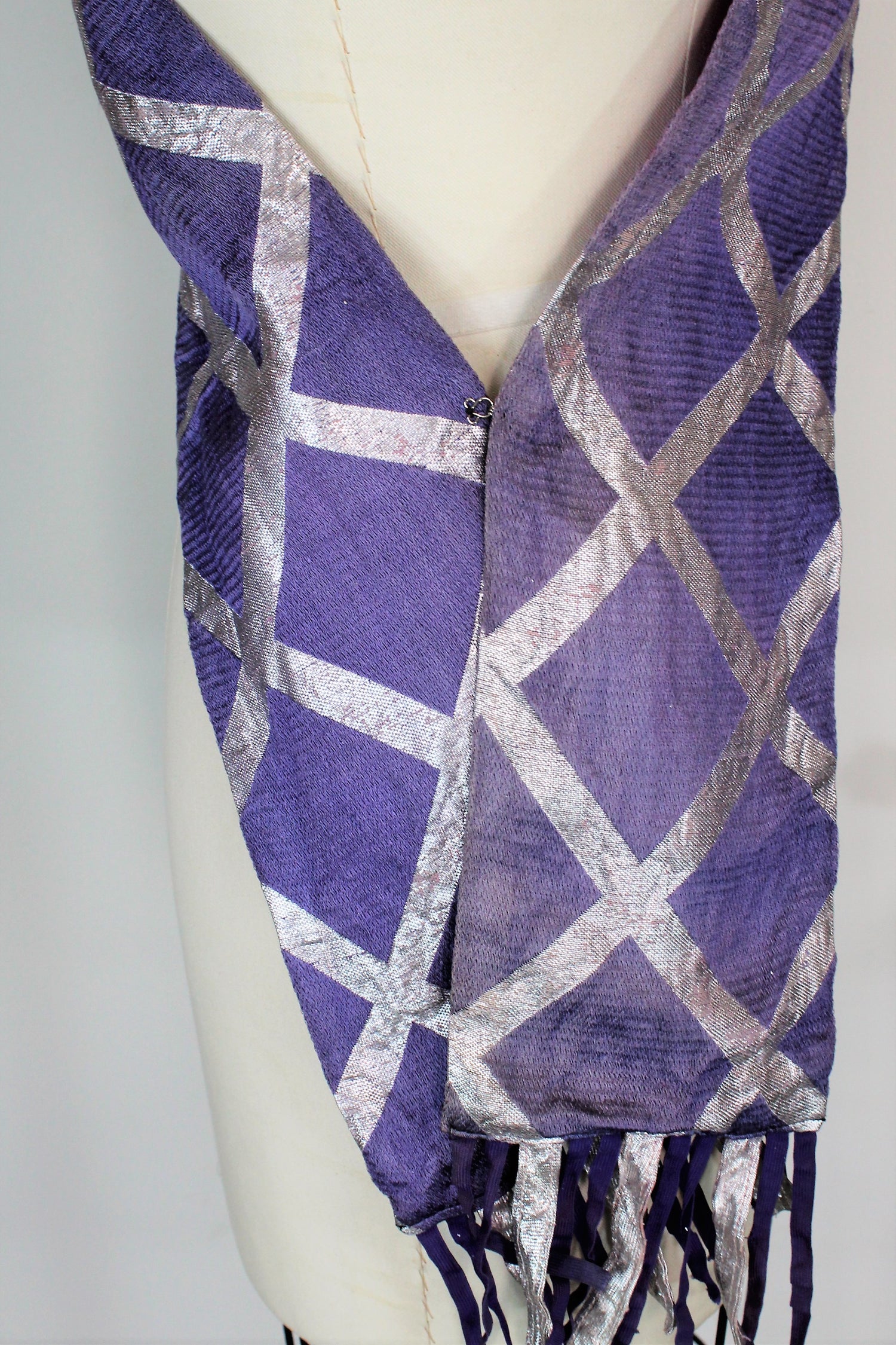 Vintage 1980s Purple Silk Scarf 