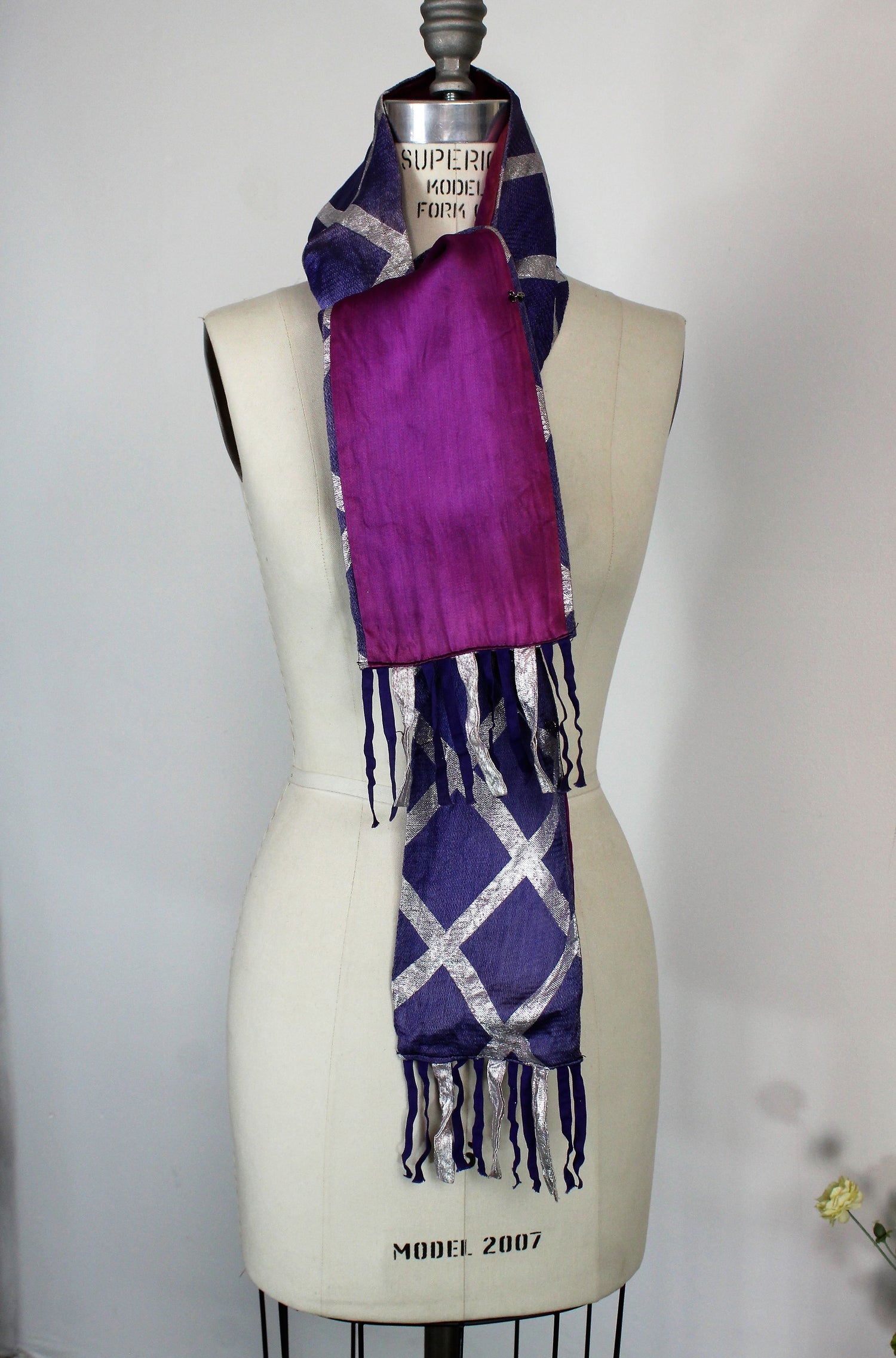 Vintage 1980s Purple Silk Scarf 