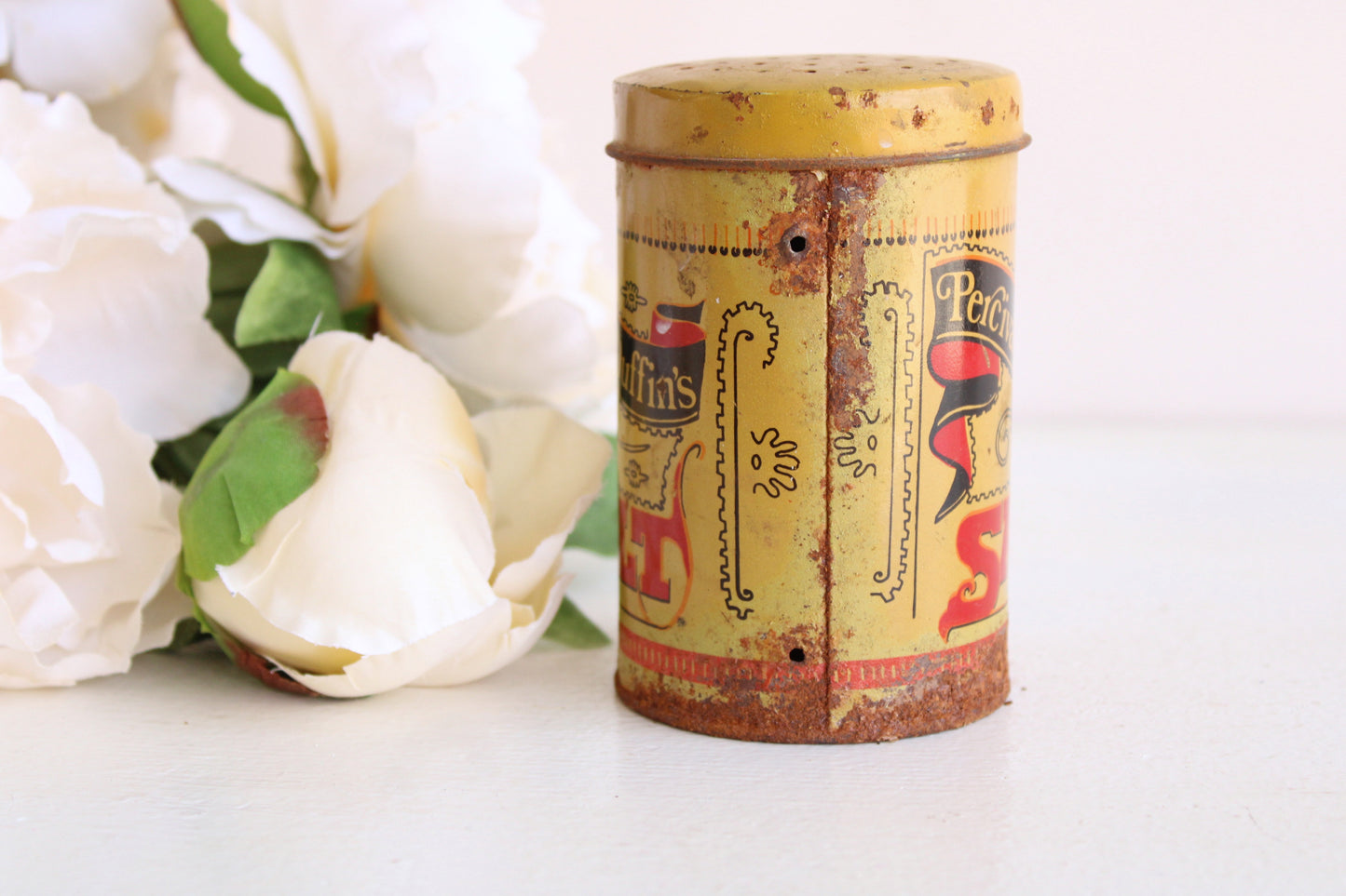 Vintage 1960s Collectible Tin Salt Shaker by Percival Duffins