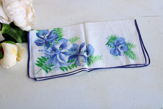 Vintage Blue Iris Handkerchief