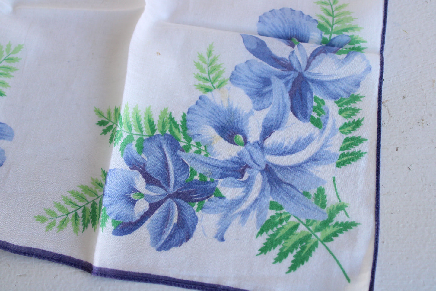 Vintage Blue Iris Handkerchief