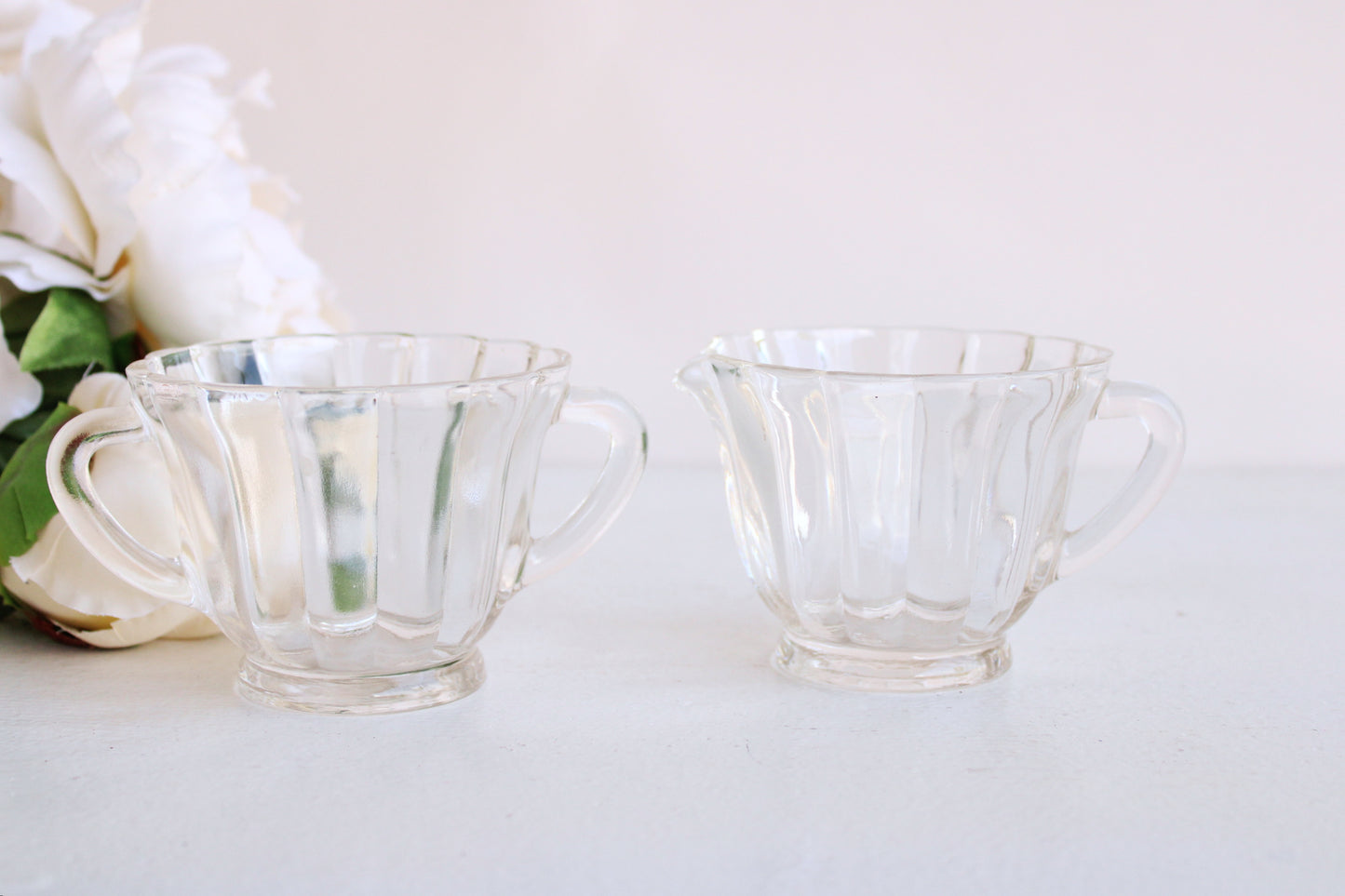 Vintage Glass Sugar and Creamer Set