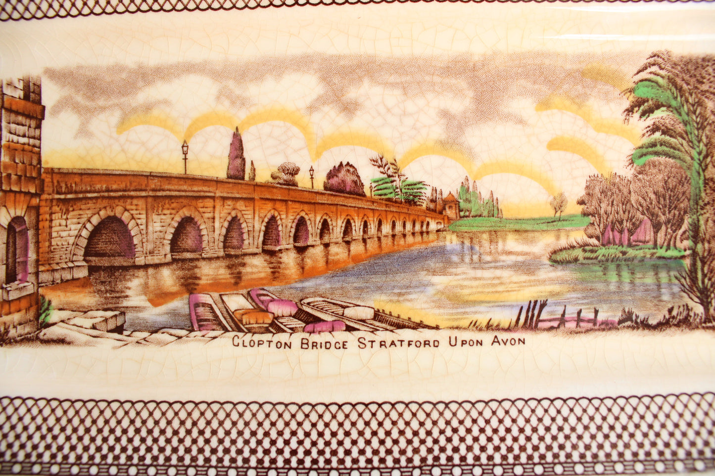 Vintage 1950s Serving Plate by Myott Son & Co,  Shakespeare Land Clopton Bridge Avon Upon Stratford
