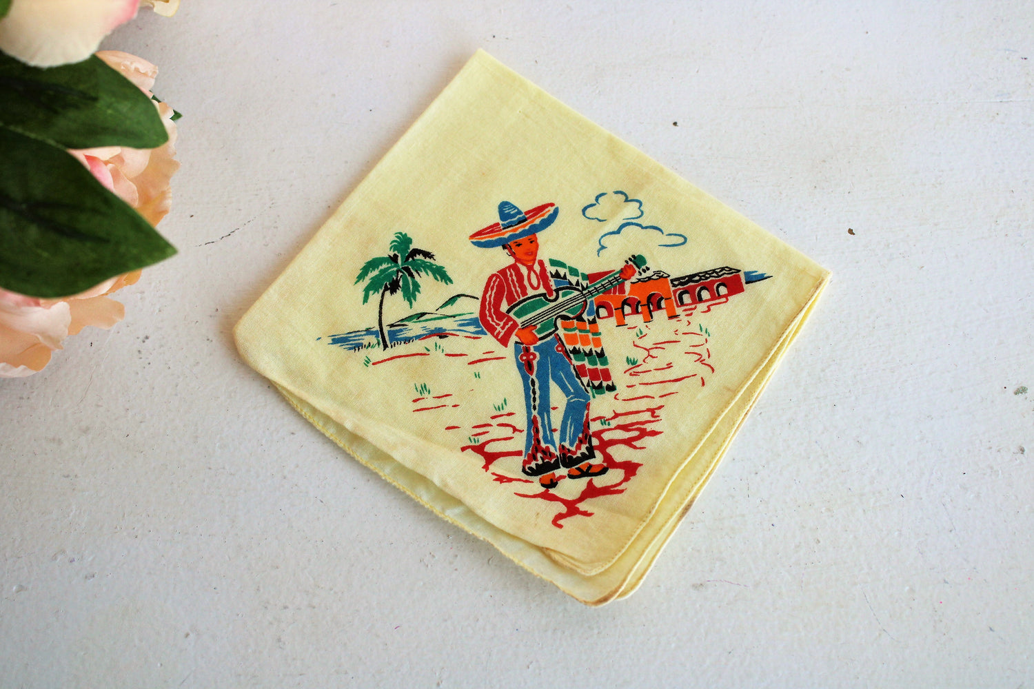Vintage Mexican Souvenir Handkerchief