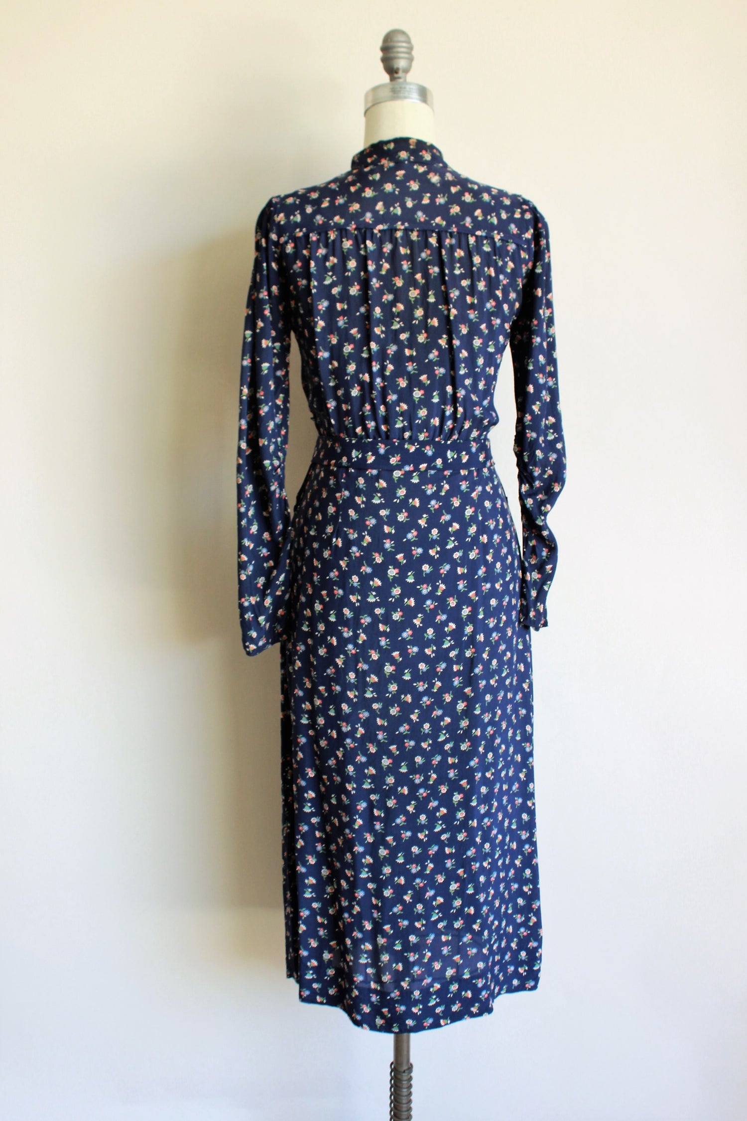 Vintage 1930s Rayon Floral Print Dress