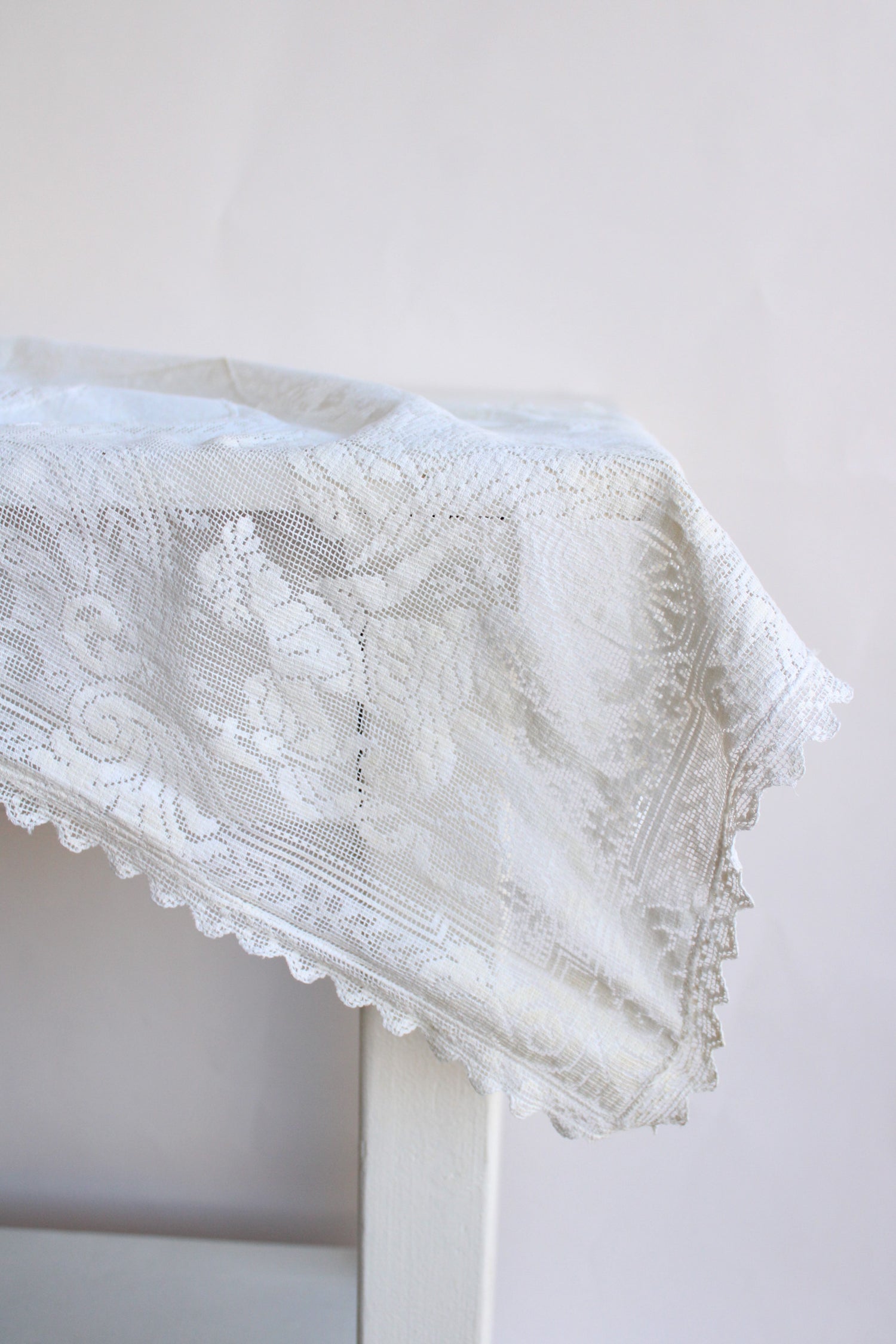 Antique 190s 1920s Lace Table Runner with a Greek theme