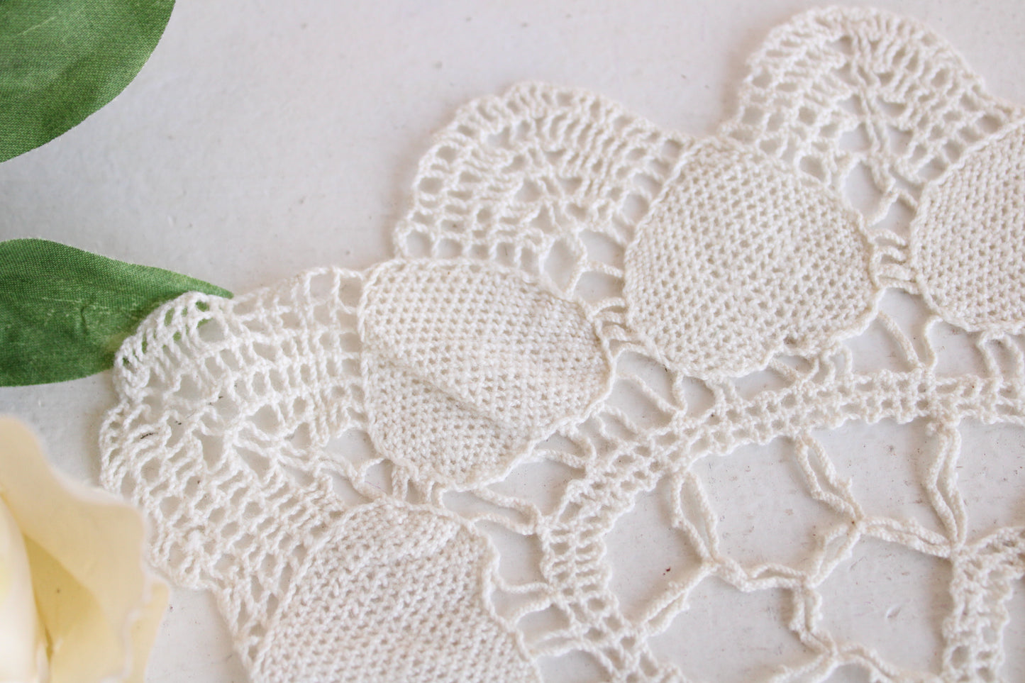 Vintage Lace Doily In Ivory Crochet Hearts