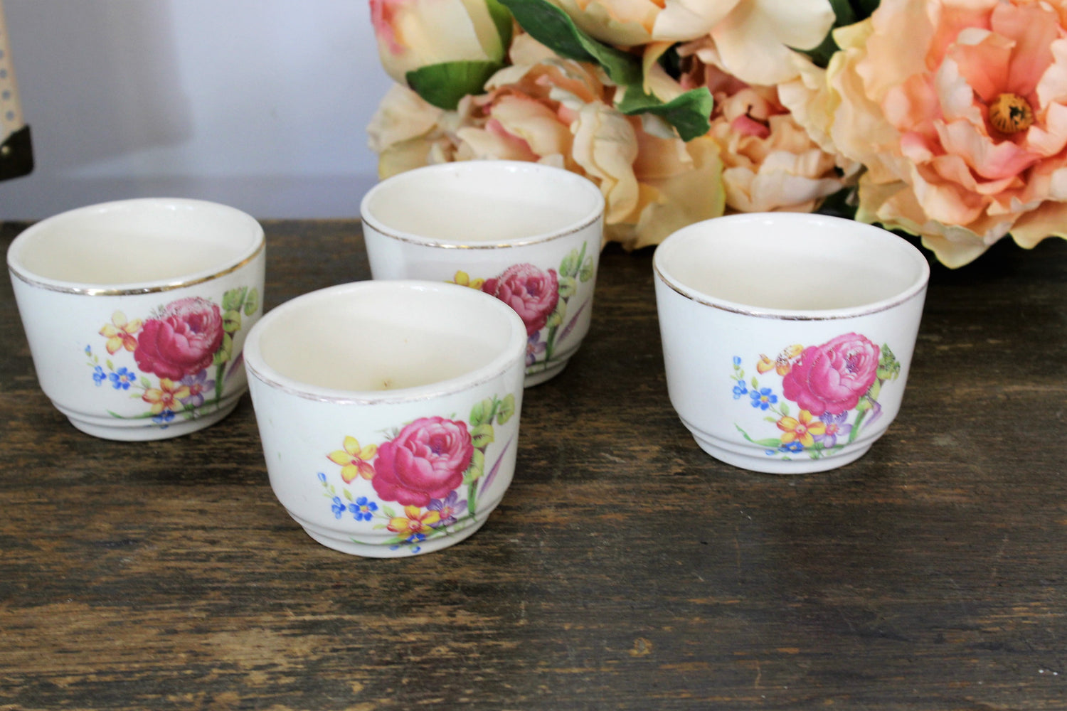 Vintage 1970s 1980s Dessert or Coffee Cups Set of Four