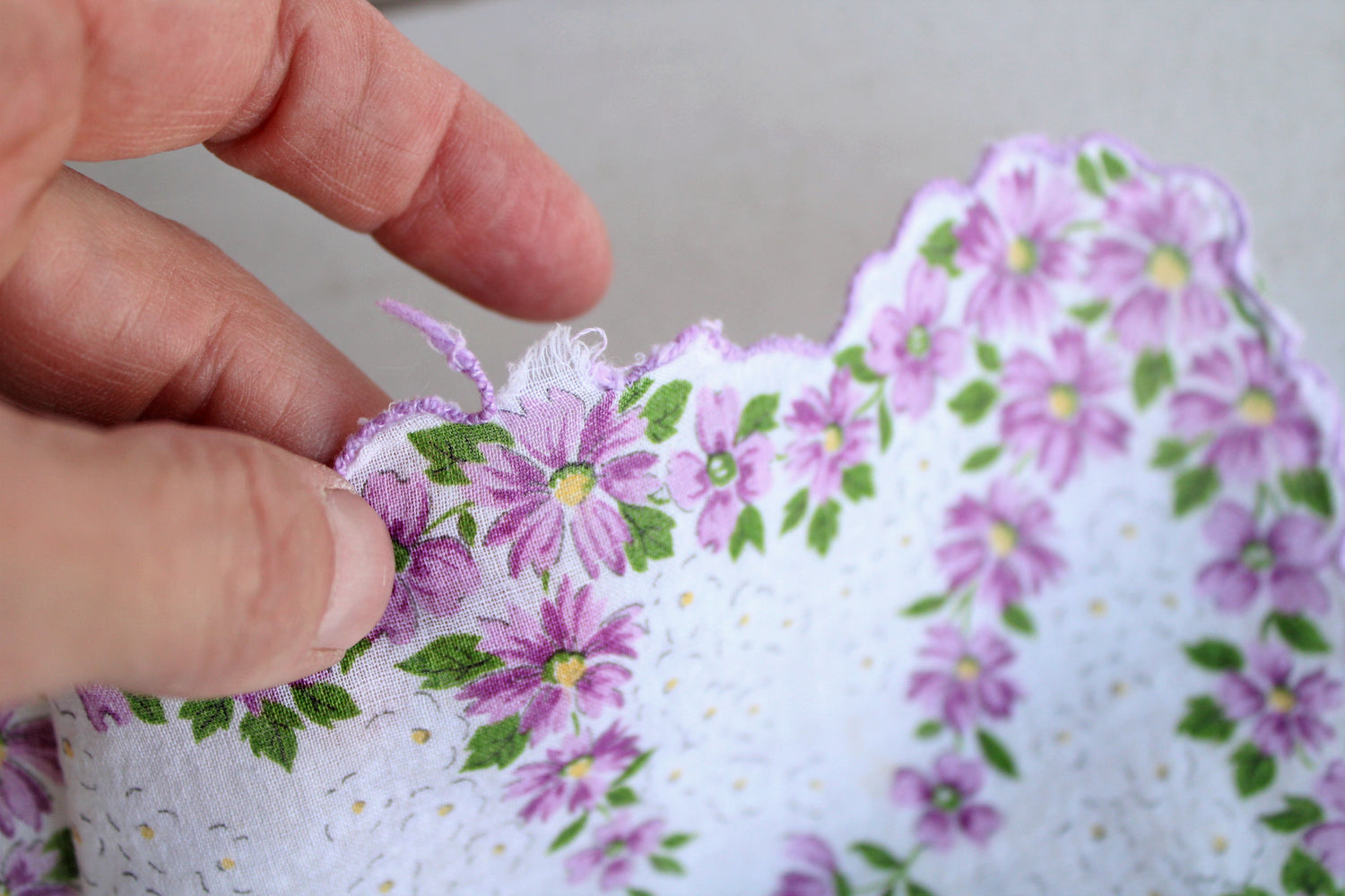 Vintage Purple Wildflower Cotton Handkerchief