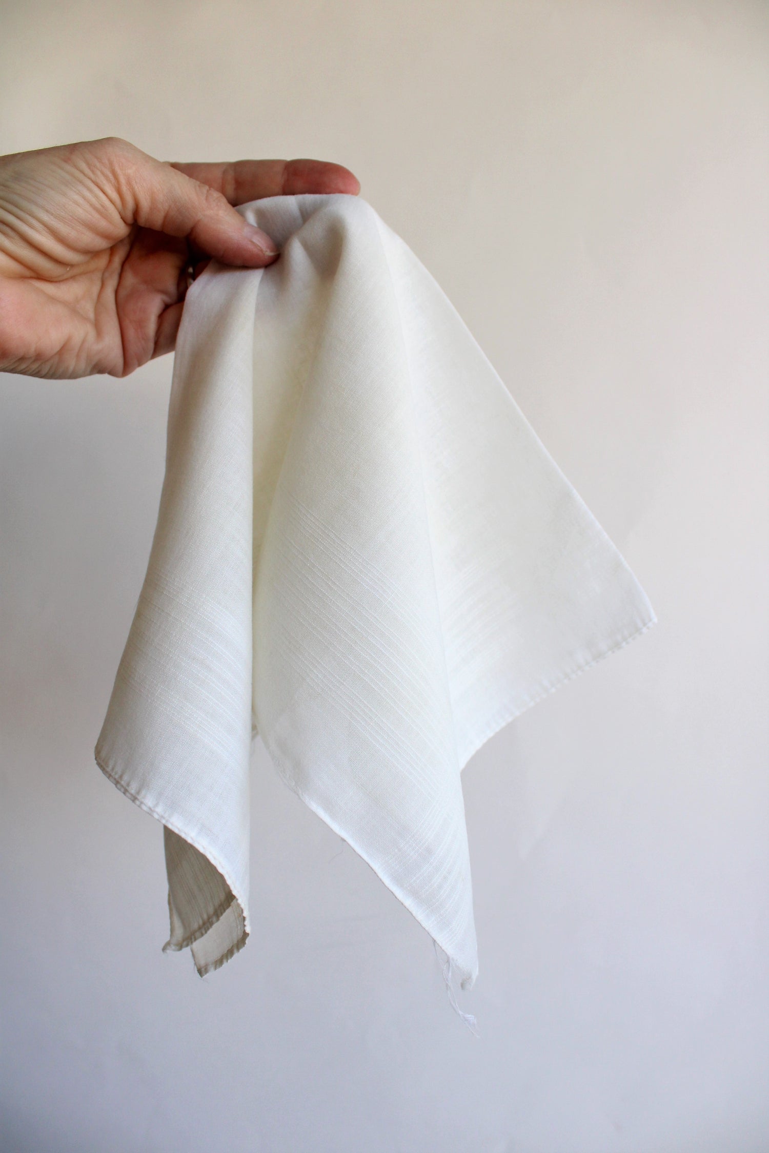 Two Vintage Men's Handkerchiefs in White Cotton