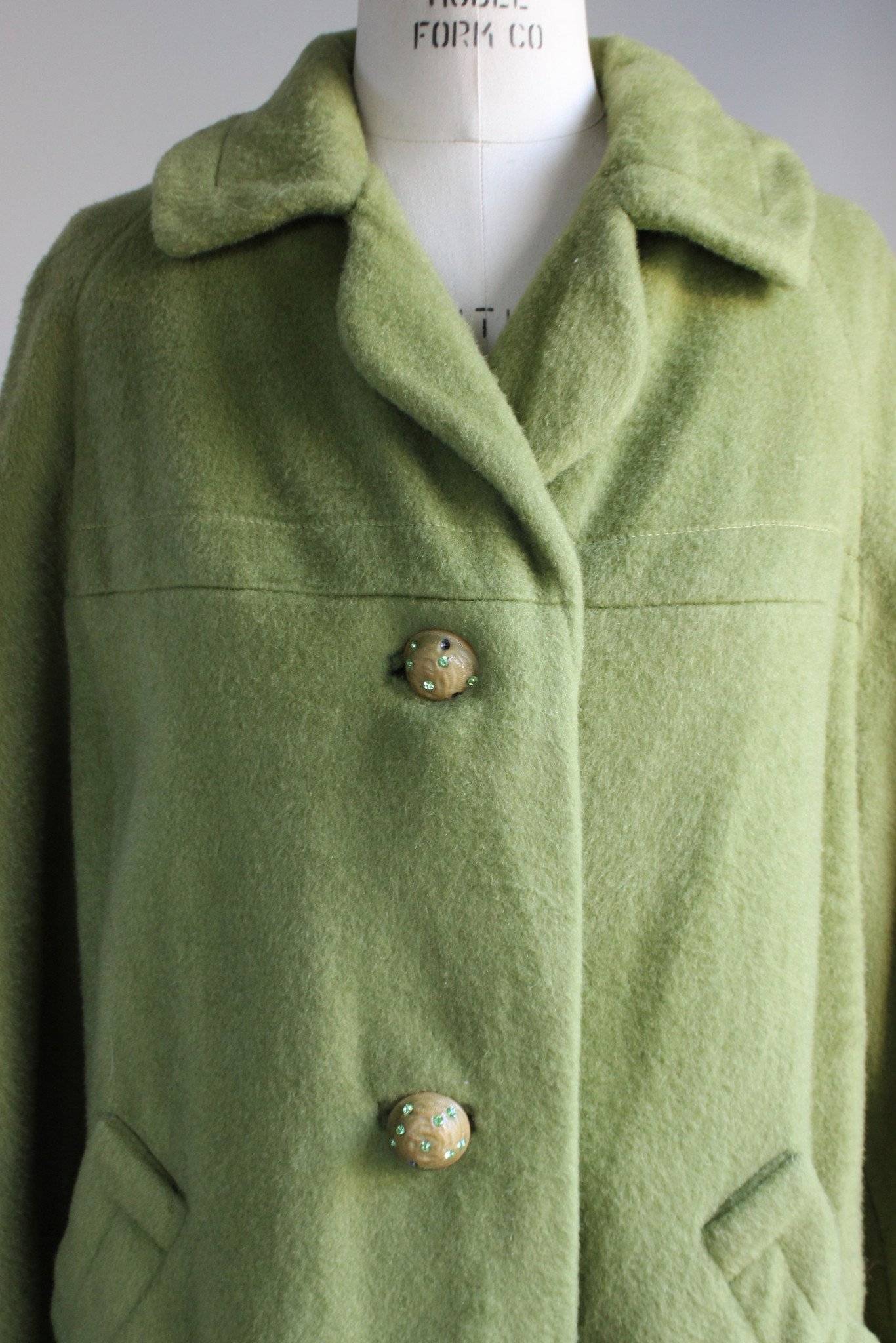 Vintage 1950s Green Mohair Coat