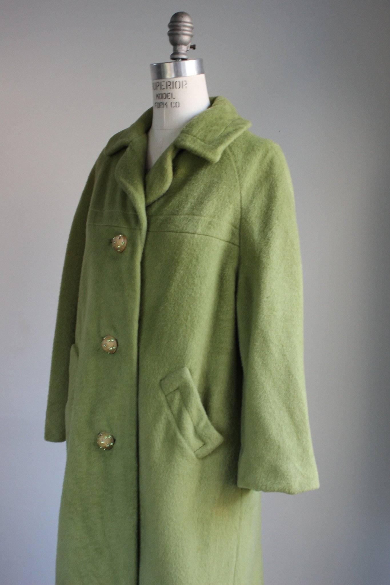 Vintage 1950s Green Mohair Coat