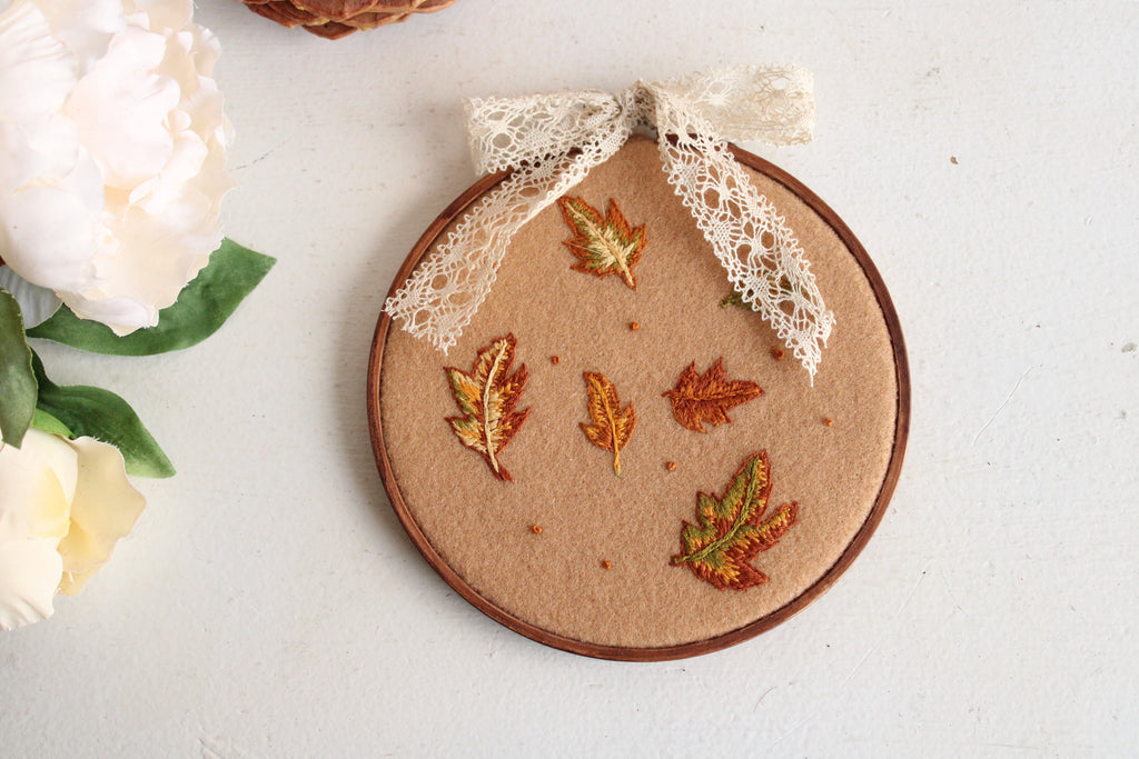 "Falling" Hand Embroidered Hoop Art