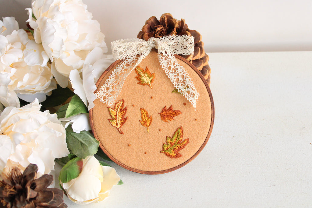 "Falling" Hand Embroidered Hoop Art