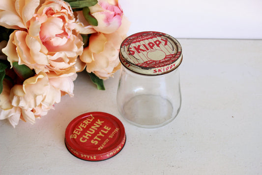 Vintage 1940s Skippy Peanut Butter Jar and Lid