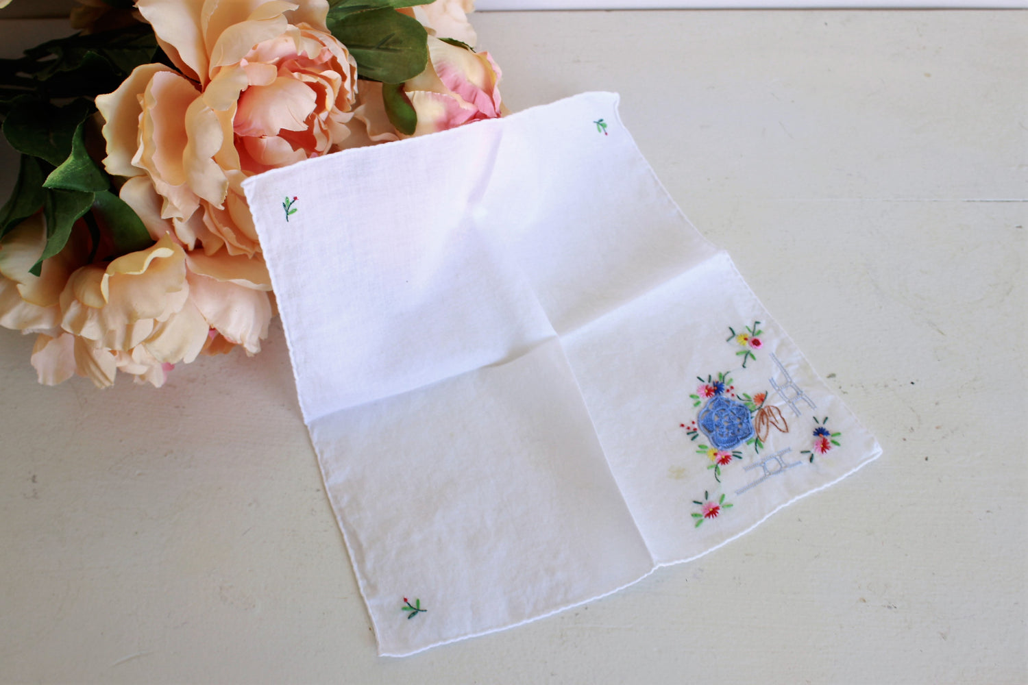 Vintage Embroidered Cotton Hanky