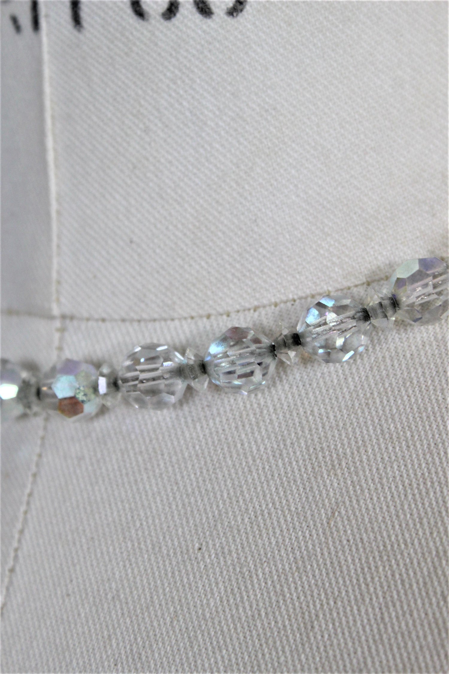 Vintage 1950s AB Crystal Bead Choker Necklace
