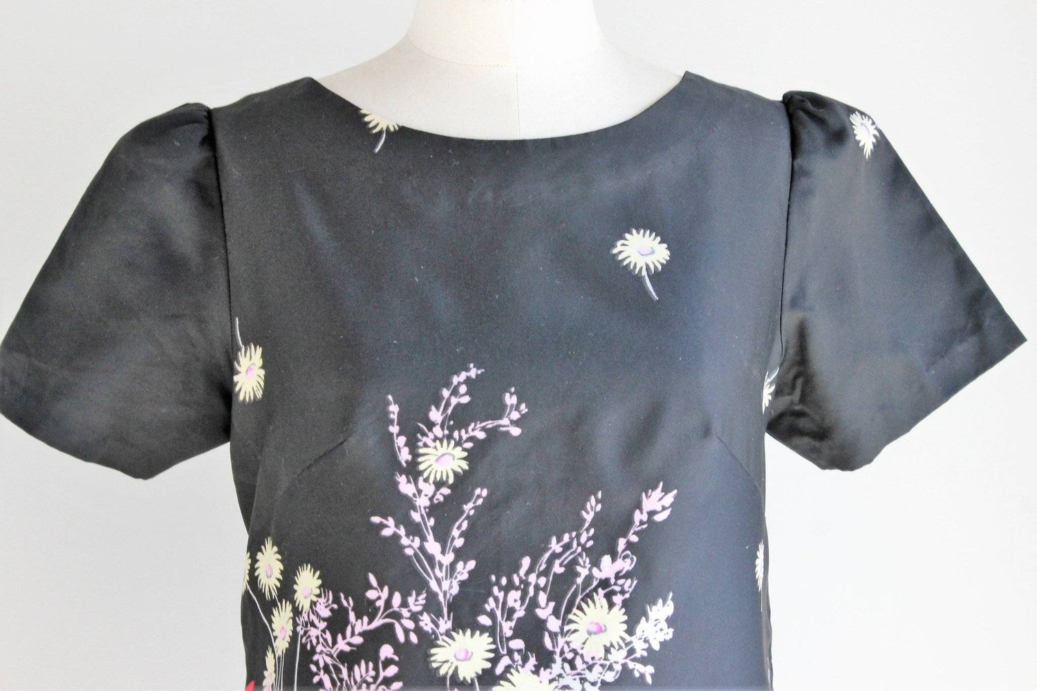 Vintage 1980s Floral Mod Mini Dress, Catherines Dresses-The Black Velvet Emporium-1930s,catherines dresses,dress,flower power,mini,minidress,mod,Vintage,Vintage Clothing