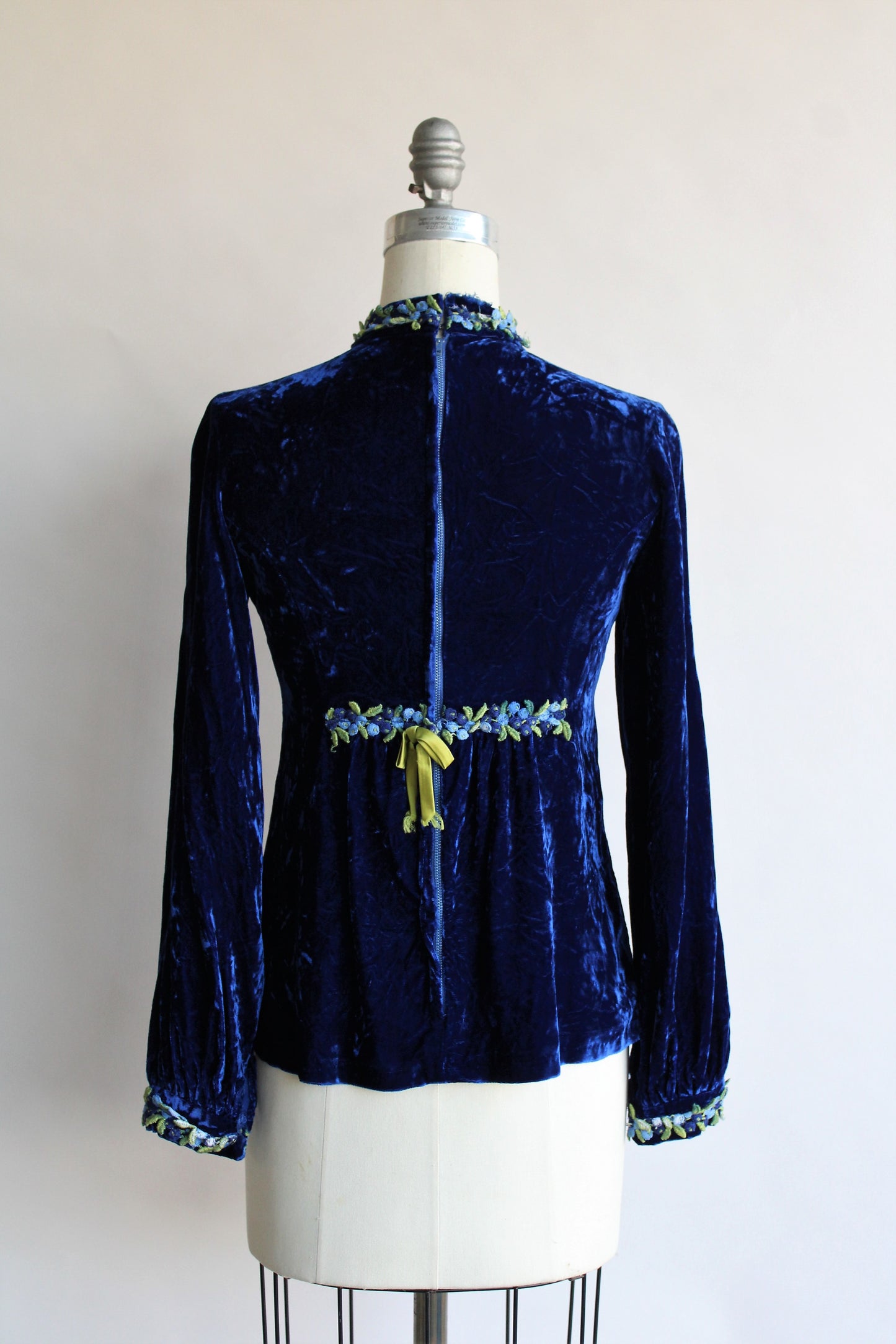 Vintage 1960s Blue Velvet Top