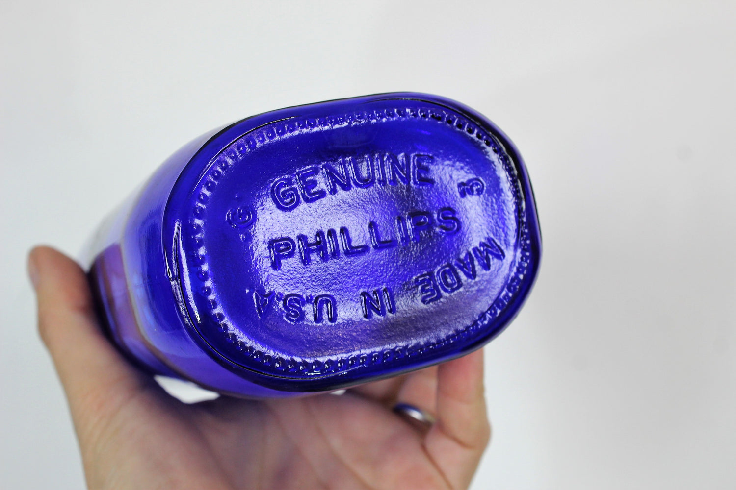 Vintage Cobalt Blue Glass Bottle of Phillips Milk of Magnesia