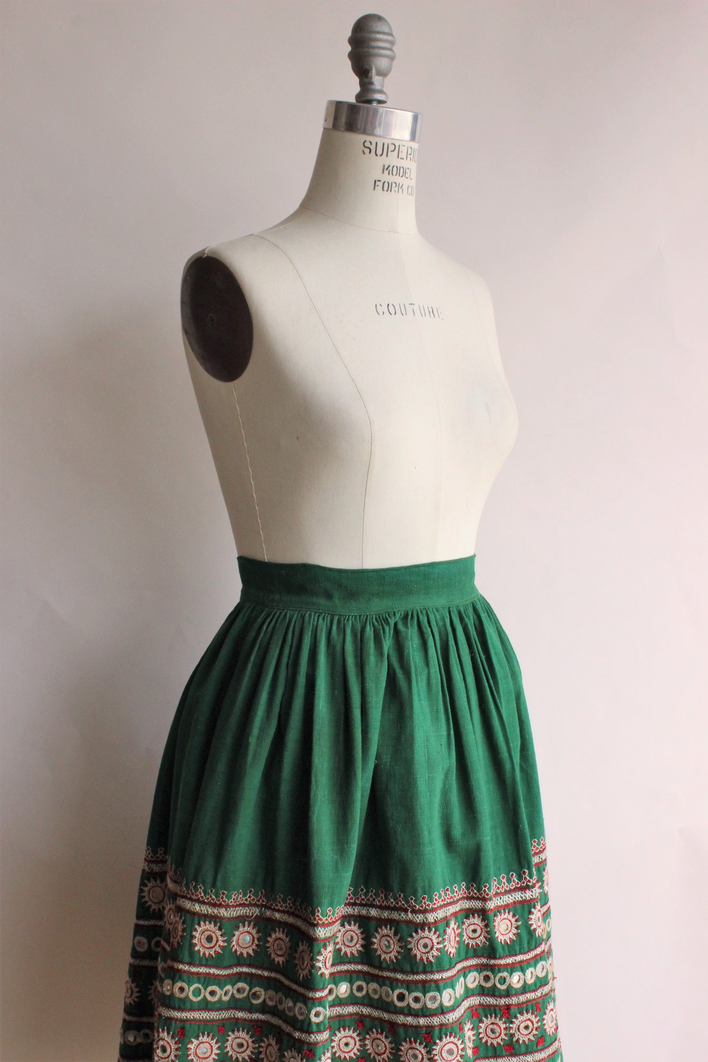 Vintage 1950s Folk Skirt, Kutchi Style