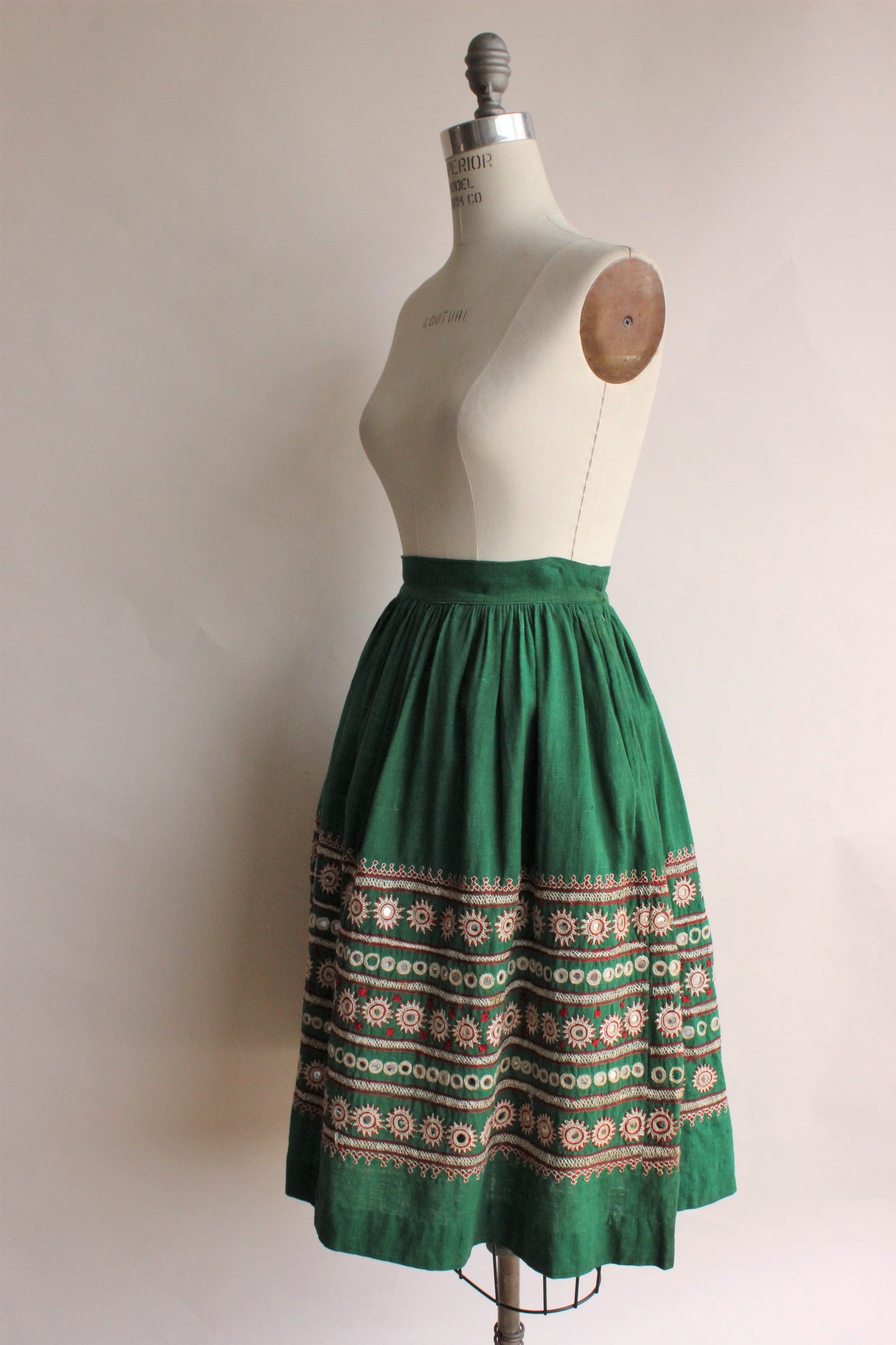 Vintage 1950s Folk Skirt, Kutchi Style