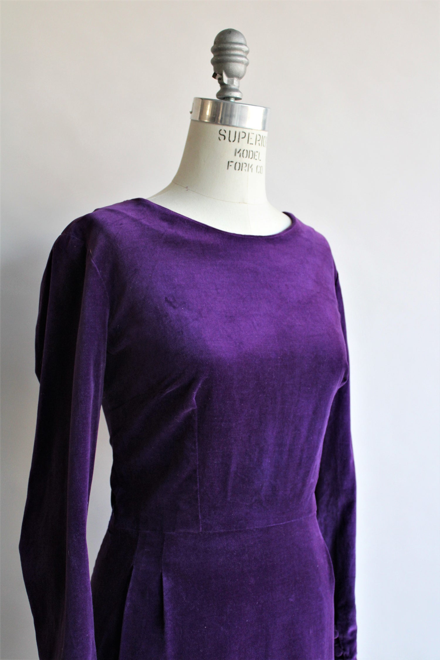 Vintage 1950s Purple Cotton Velvet Dress