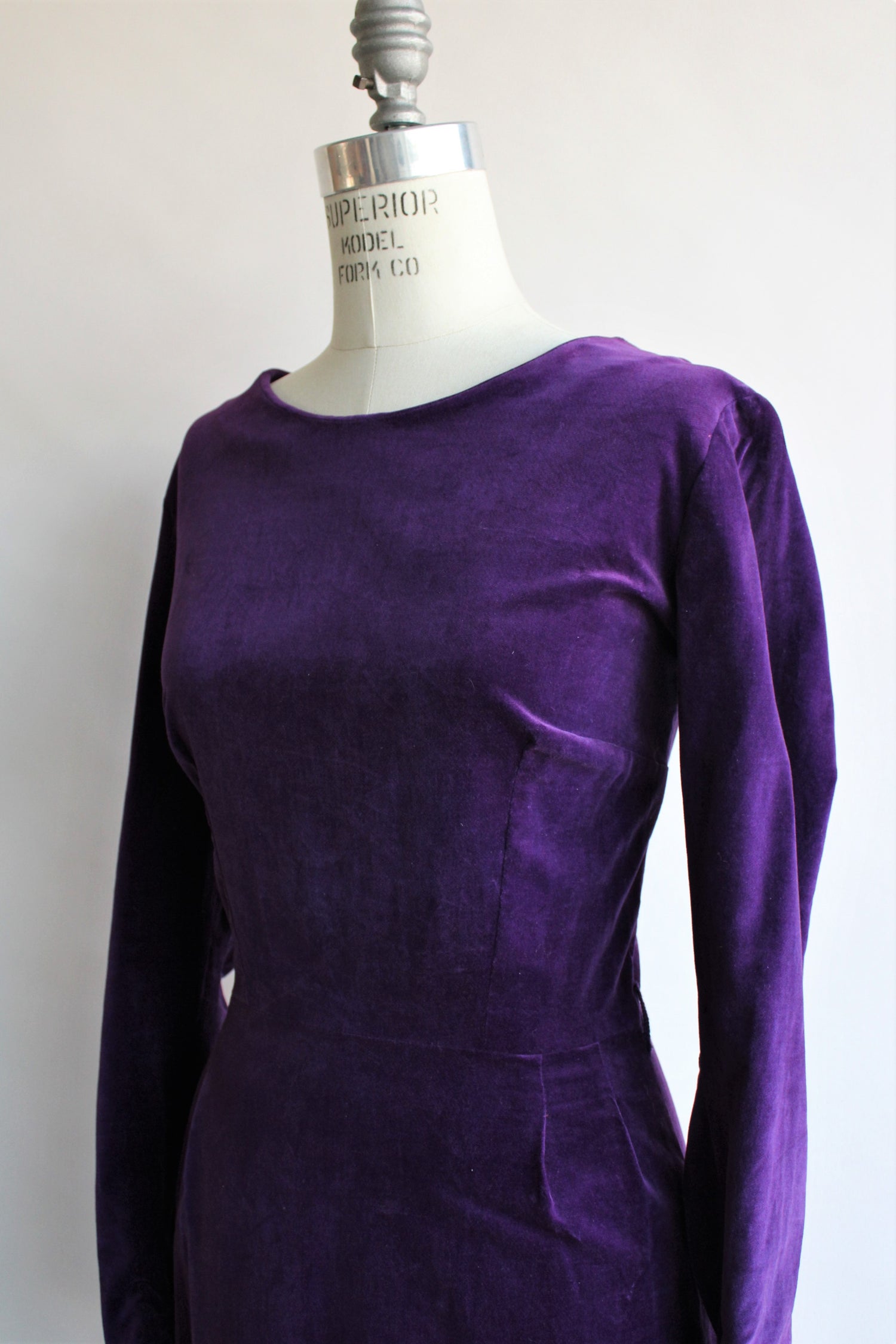 Vintage 1950s Purple Cotton Velvet Dress