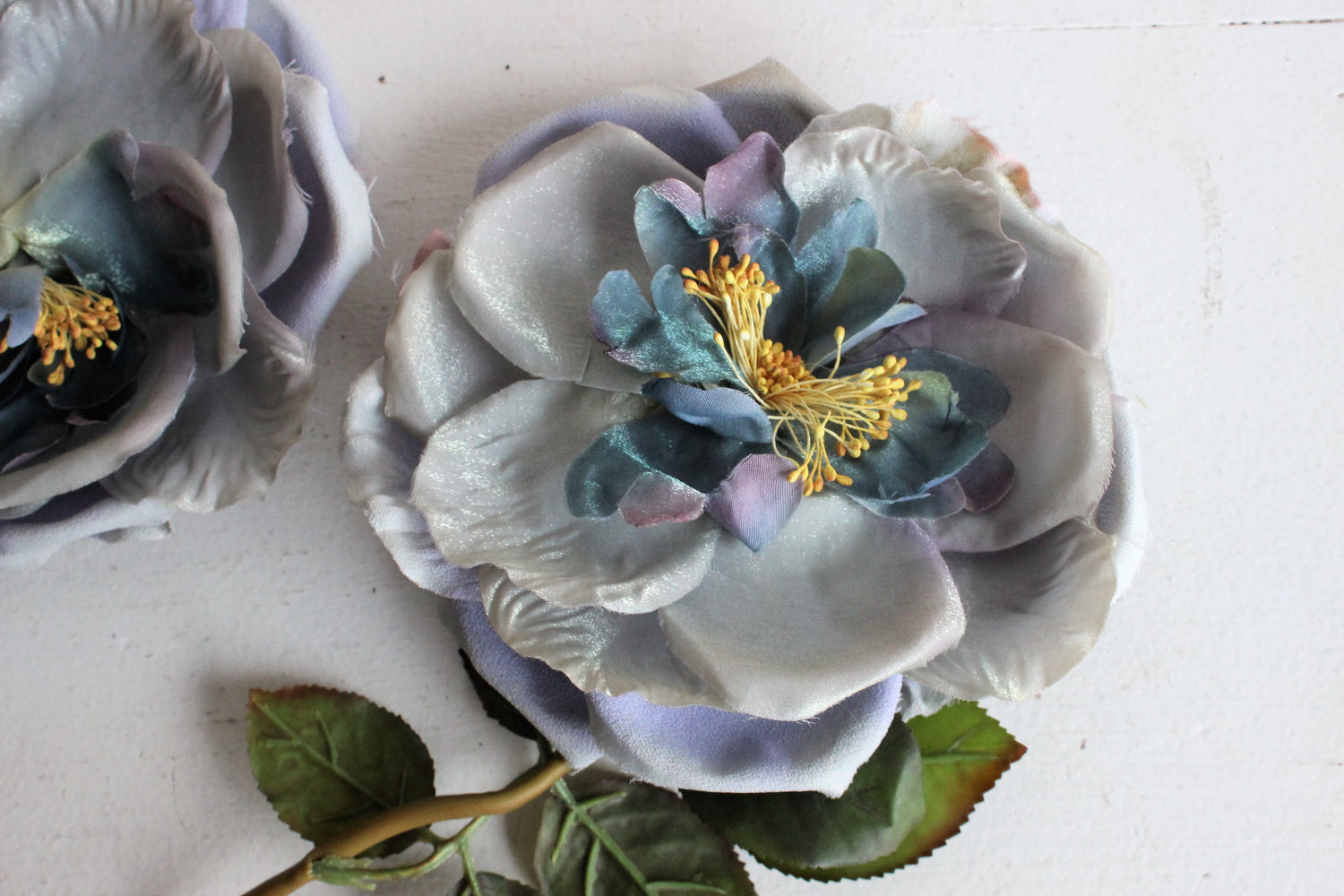 Vintage Blue Millinery or Clothing Pin Flowers