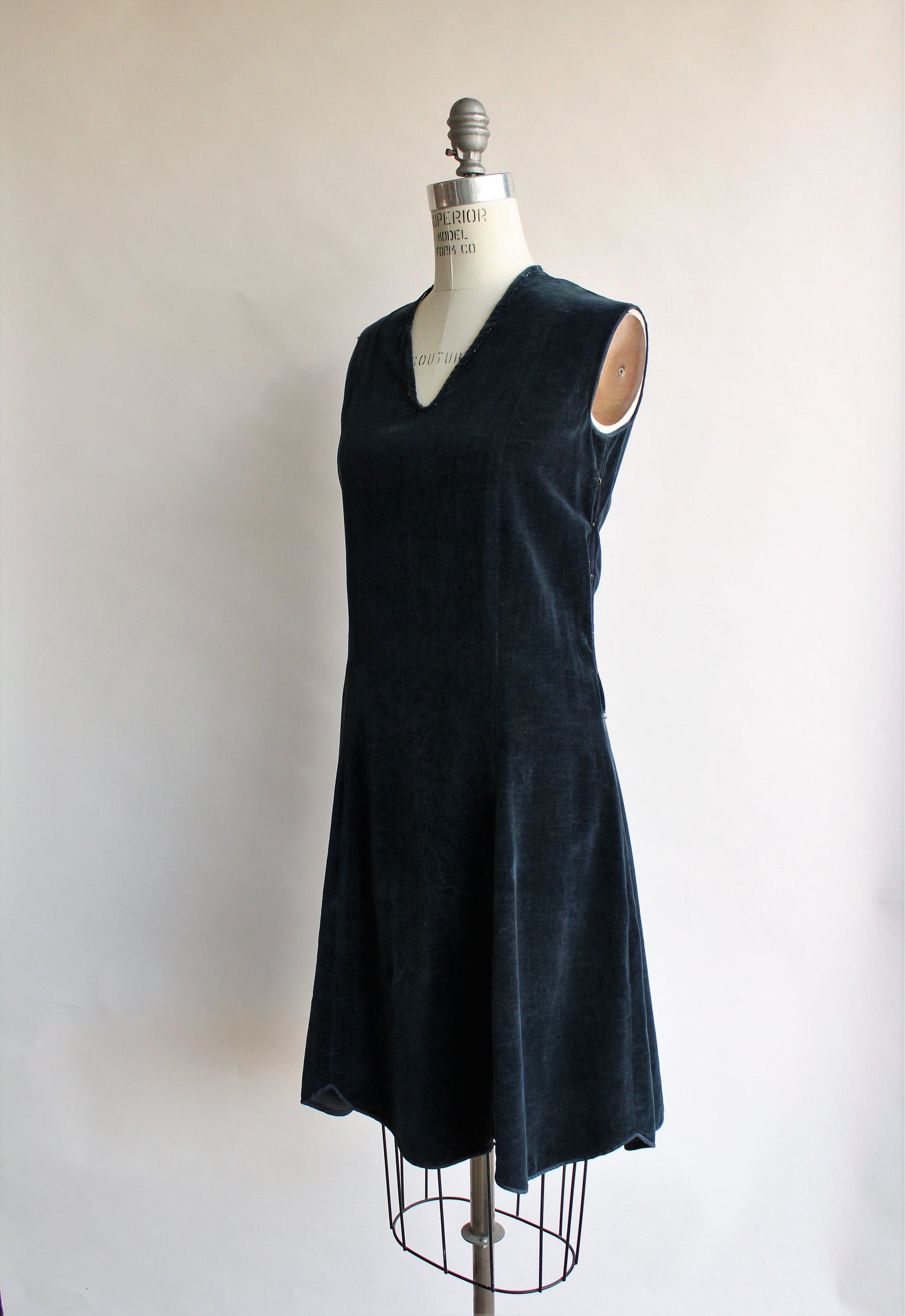 Vintage 1920s Navy Blue Velvet Dress and Bolero Jacket