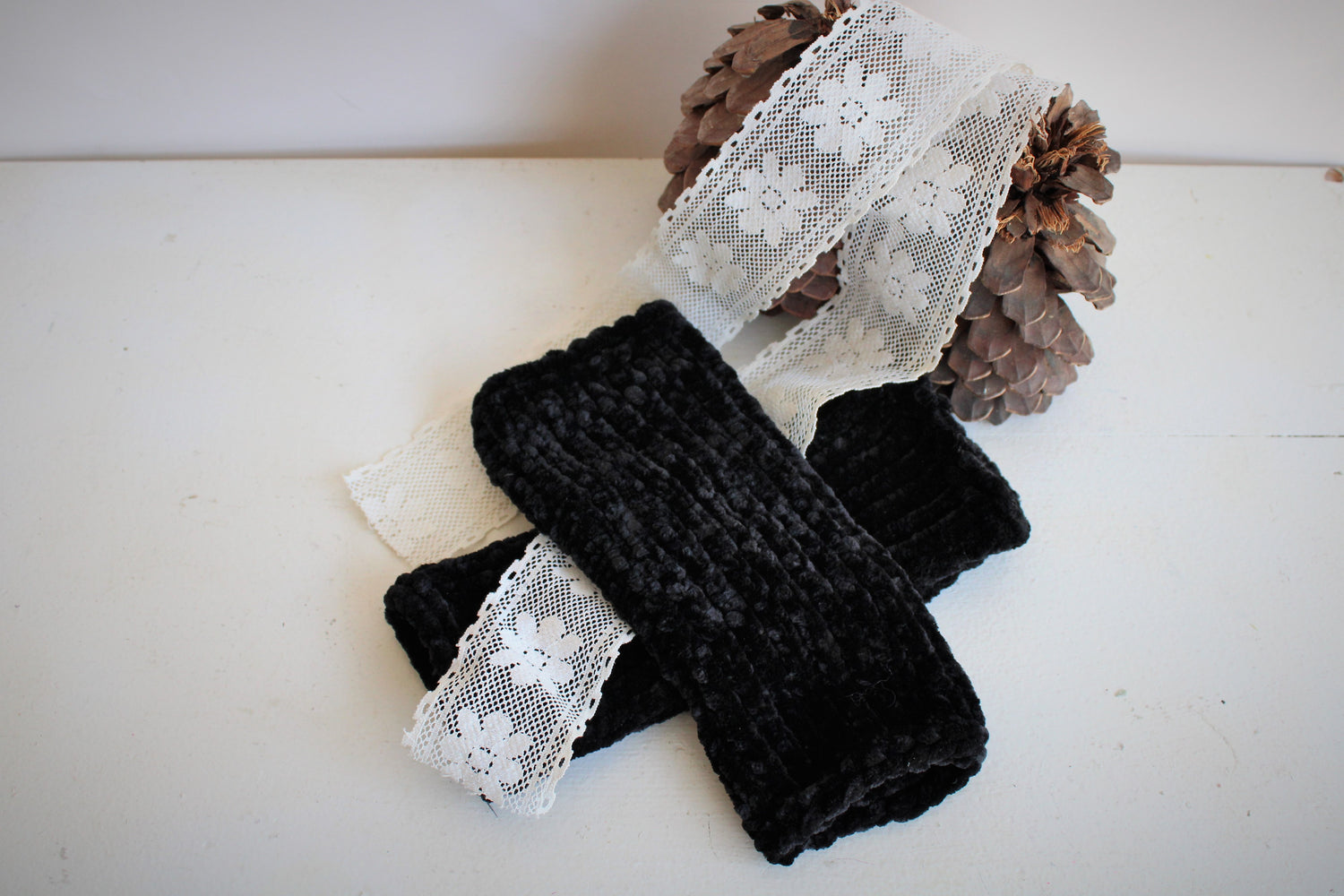 The "Black Velvet" Handknit Fingerless Gloves