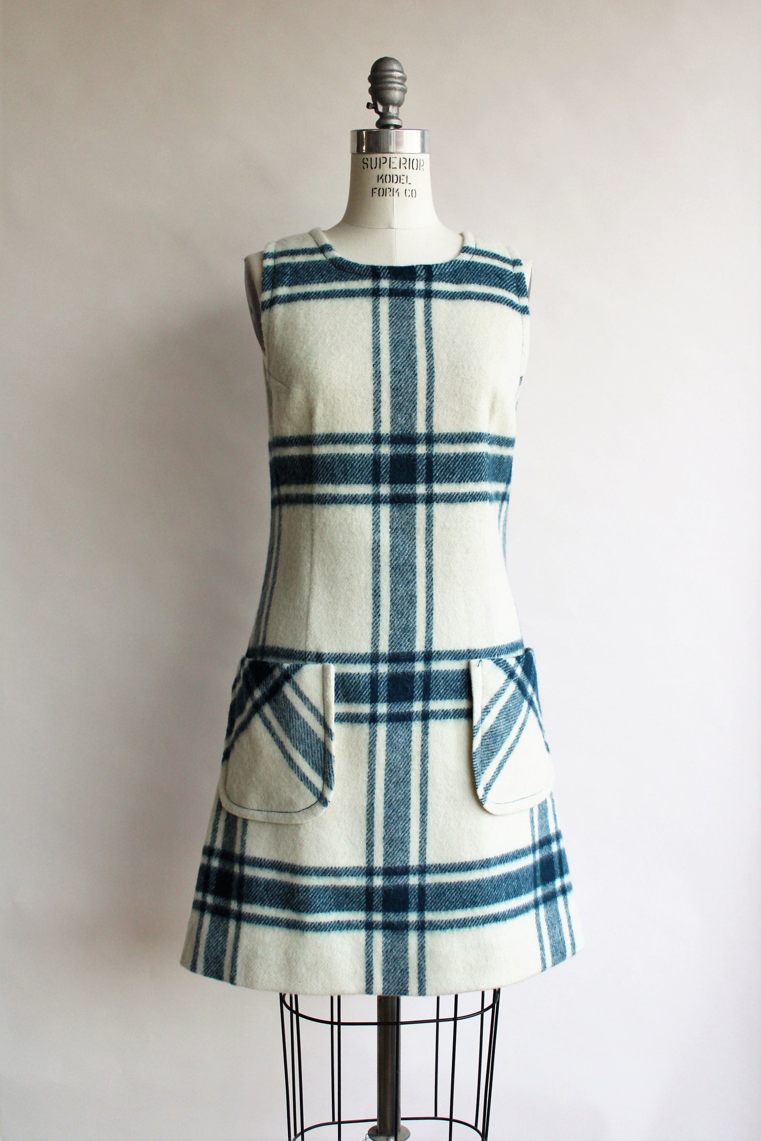 Vintage 1960s Wool Plaid Mod Dress