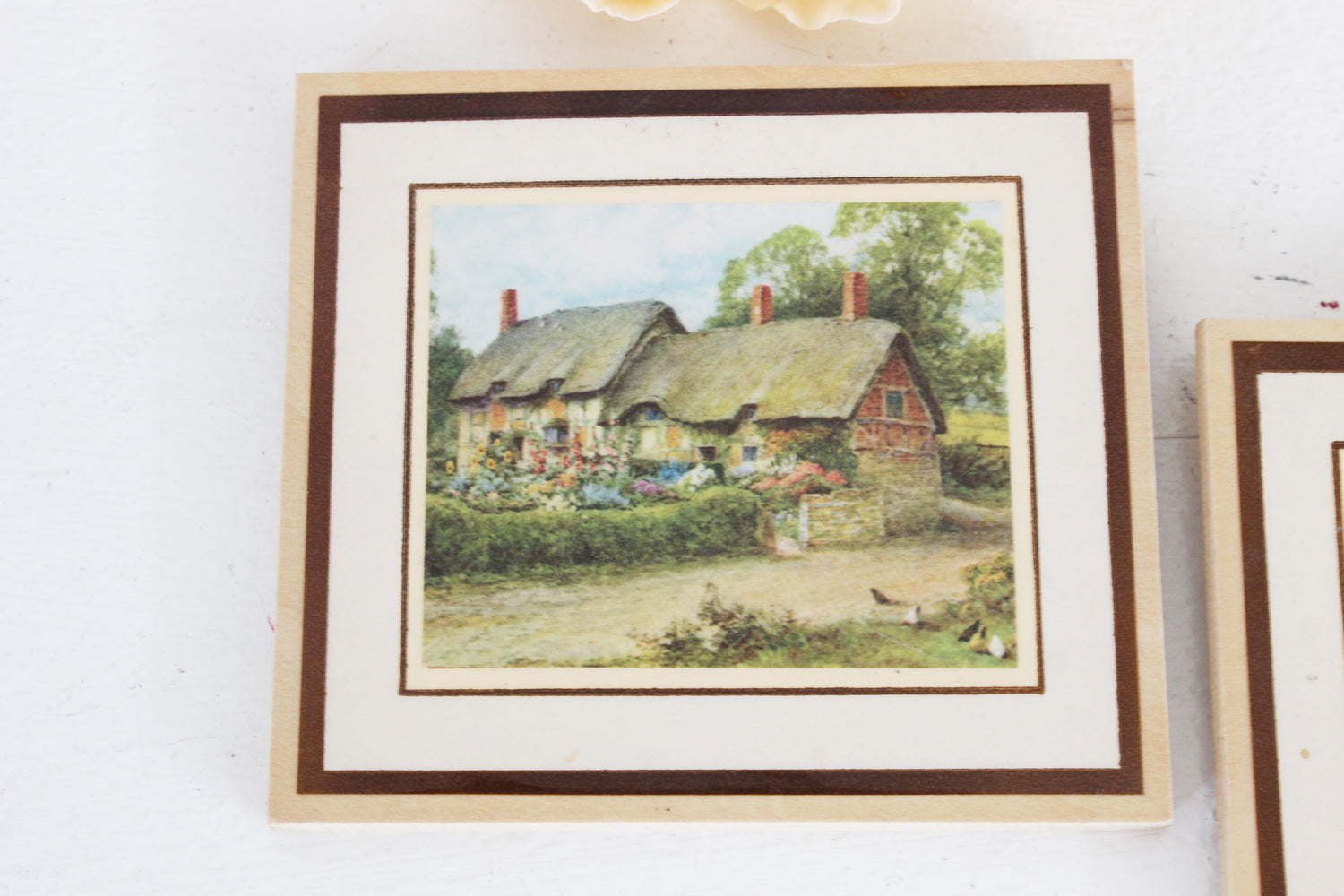Vintage 1970s Prints on Wood Cottage Country Life Two