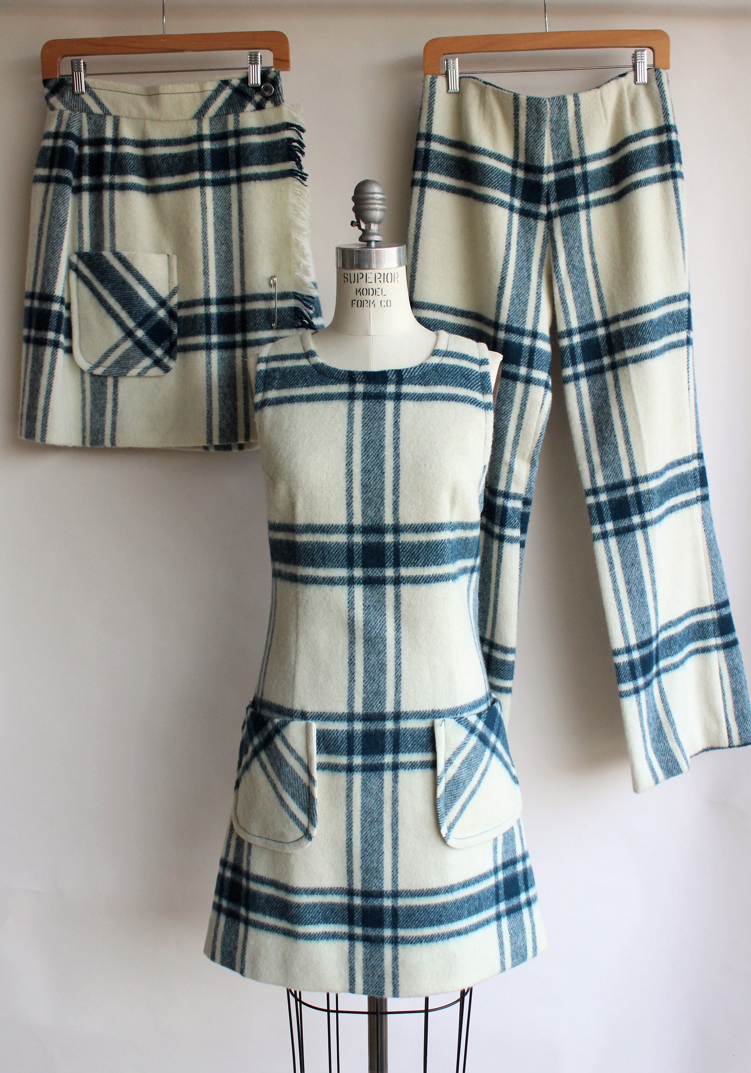 Vintage 1960s Wool Plaid Mod Dress