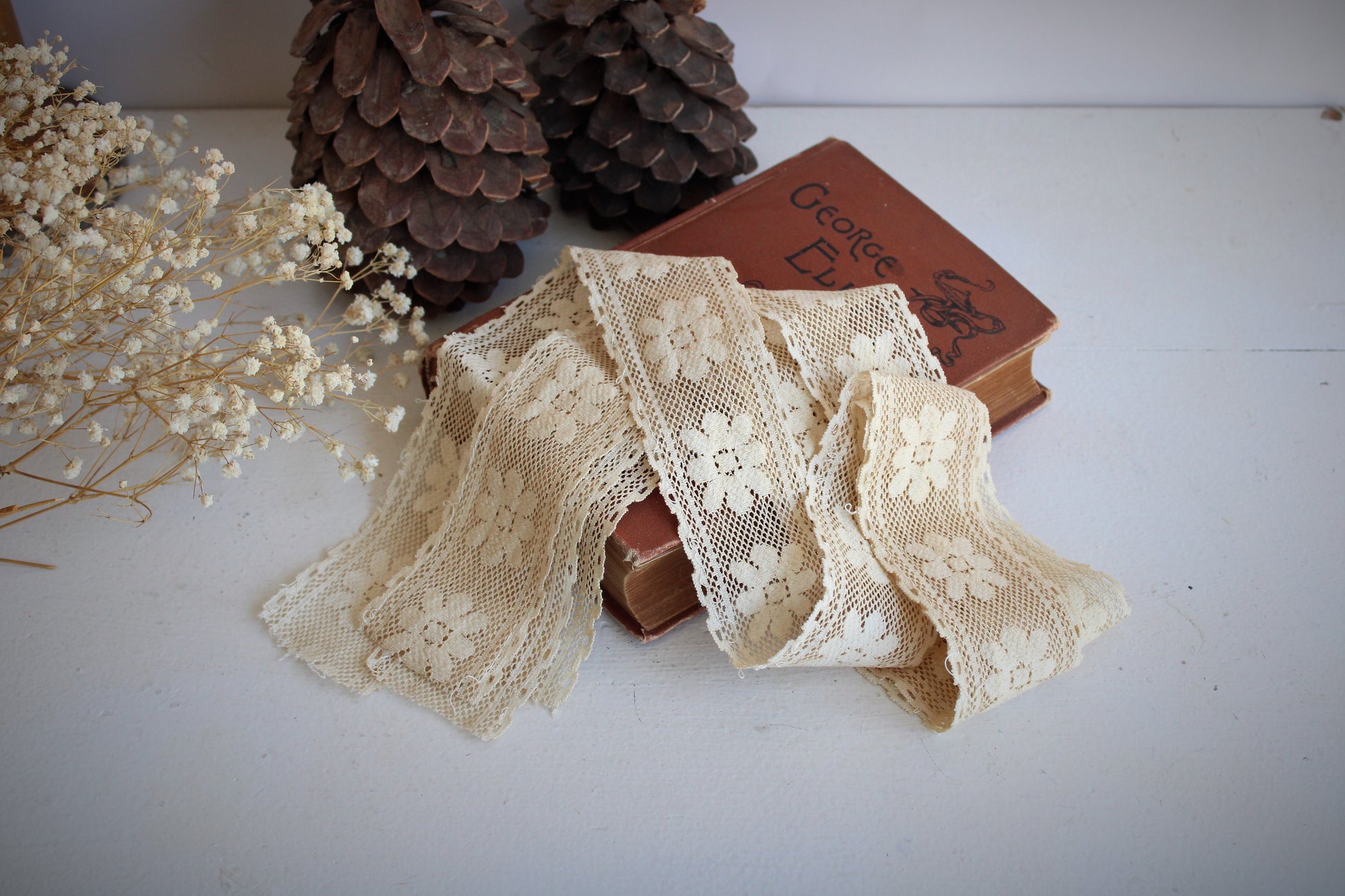 Naturally Plant Dyed Ivory Vintage Lace
