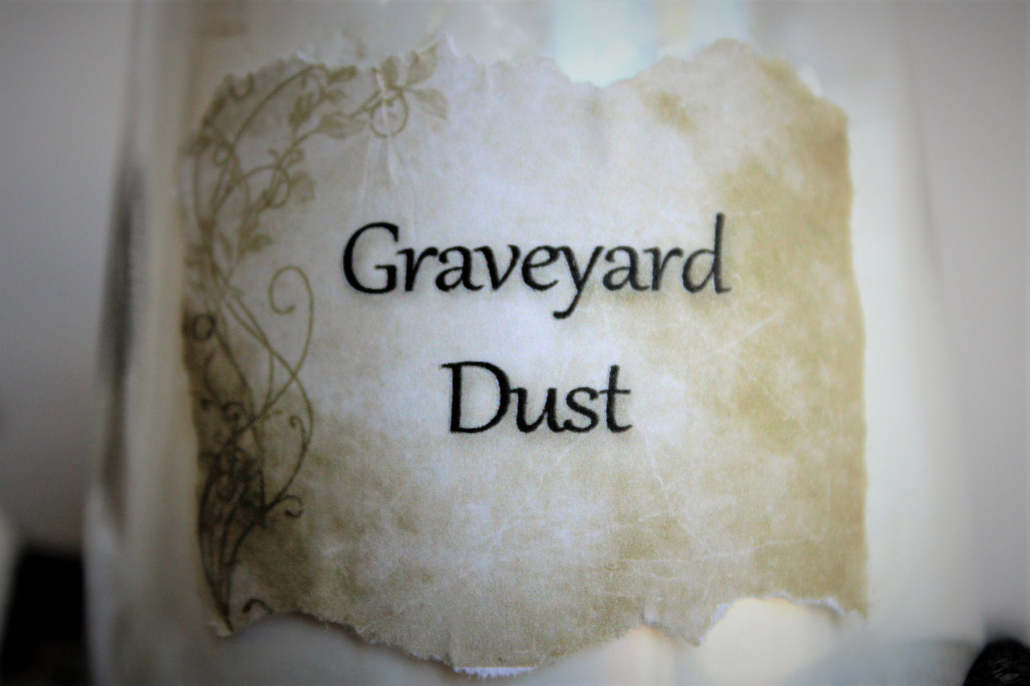 "Graveyard Dust" Scented Talc Free Body Powder in a Vintage Shaker Jar
