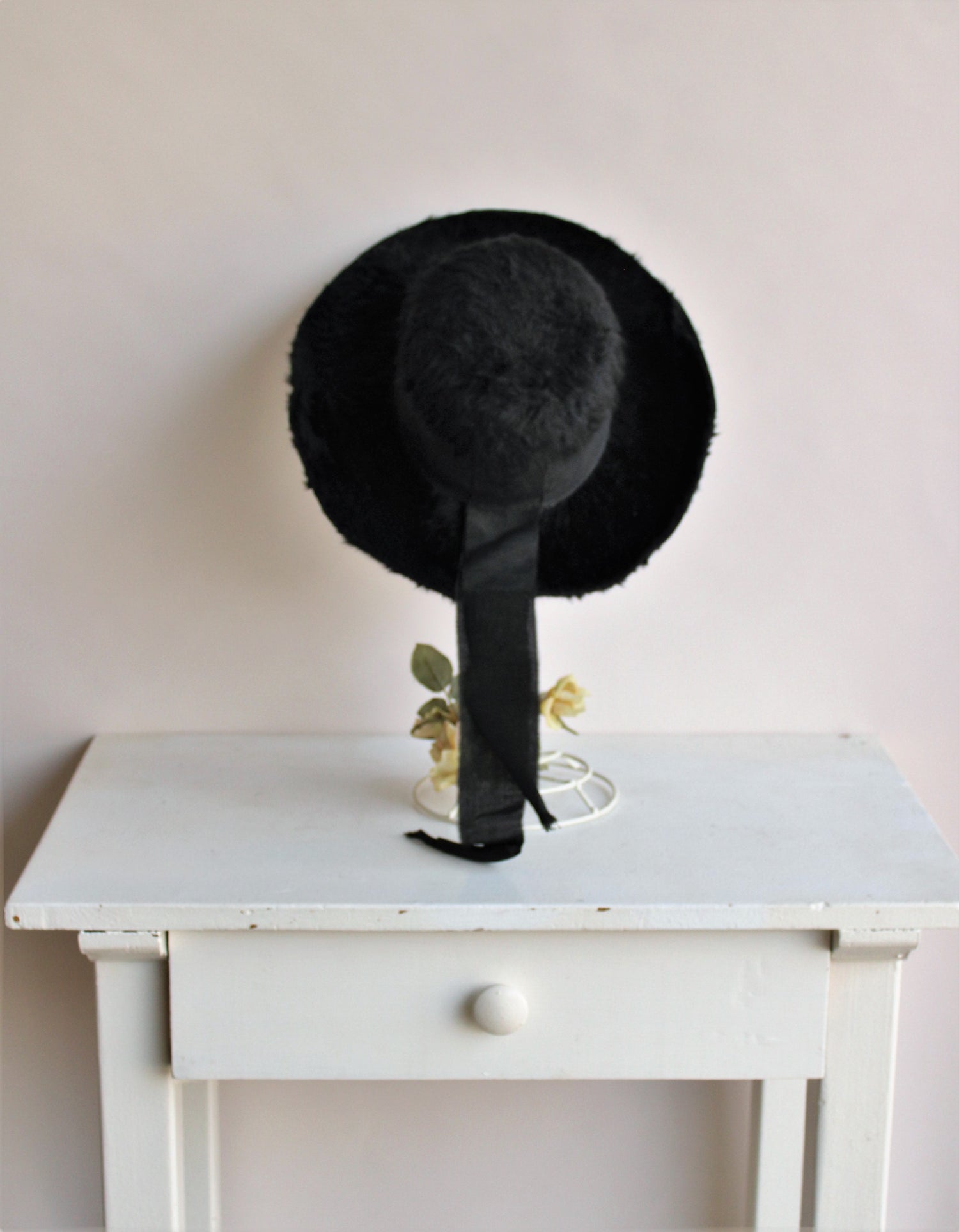 Vintage 1930s 1940s Black Beaverette Hat