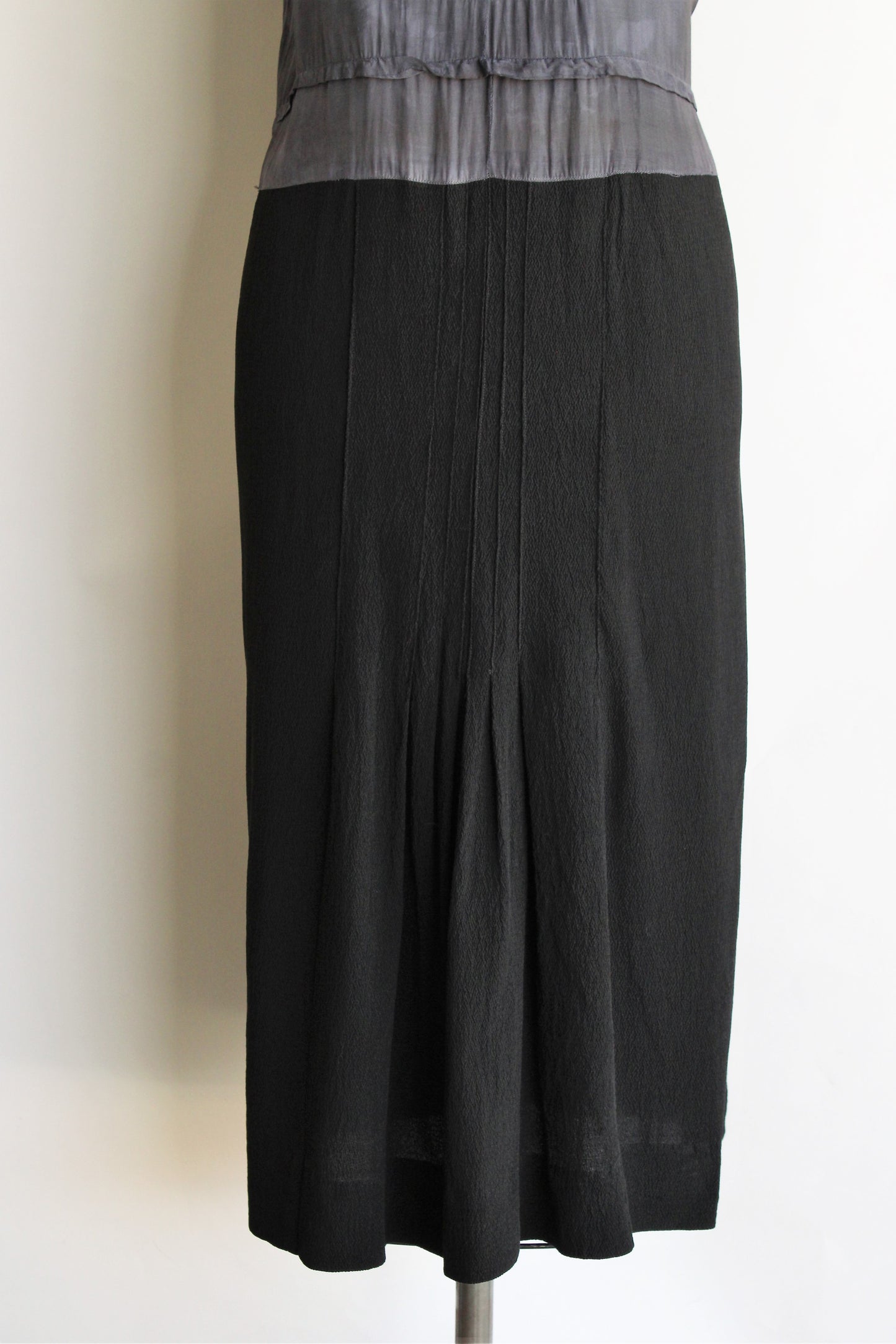 Vintage 1940s Black Rayon Dress with Criss Cross Bodice