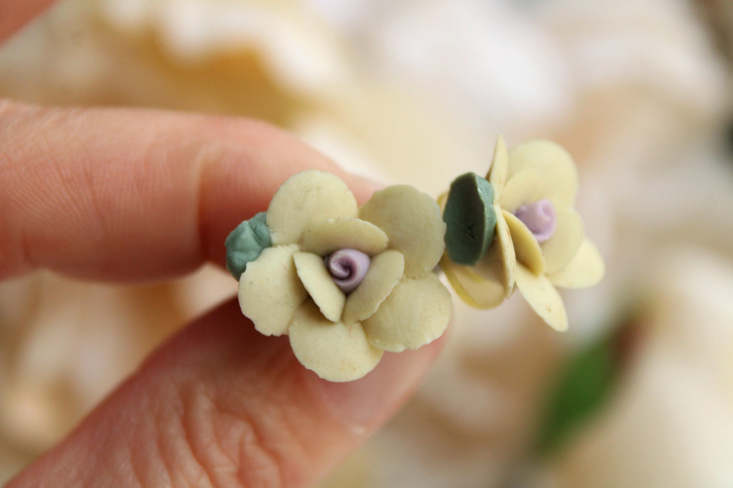 Vintage Ceramic Flower Earrings