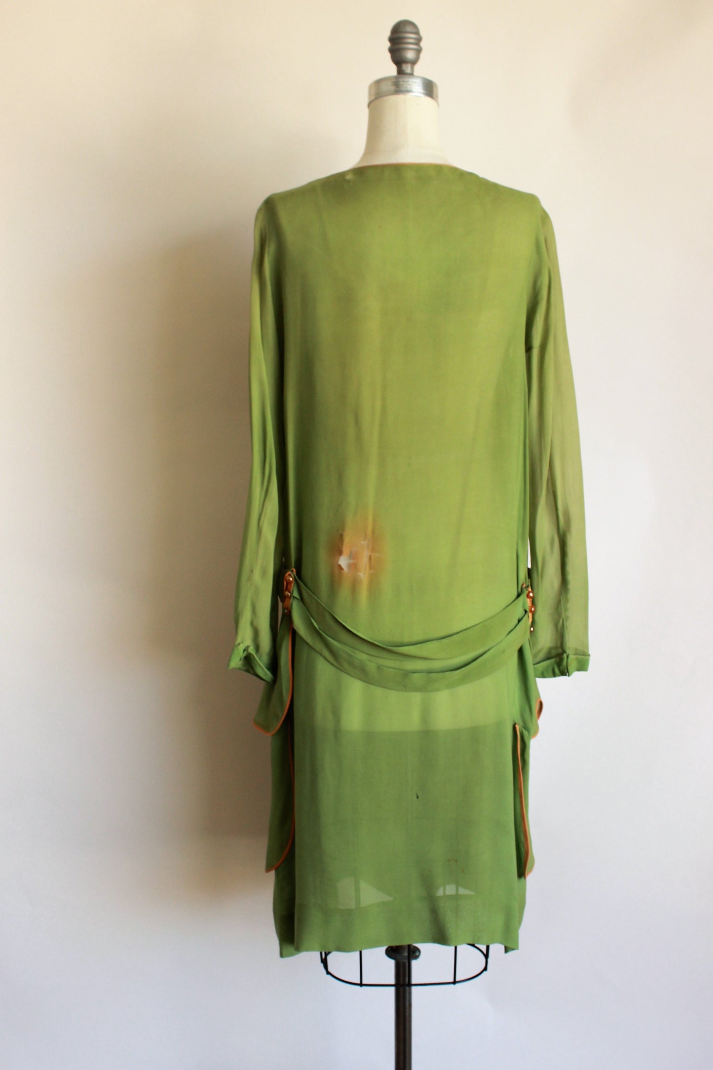 Vintage 1920's Green Silk Chifon Dress