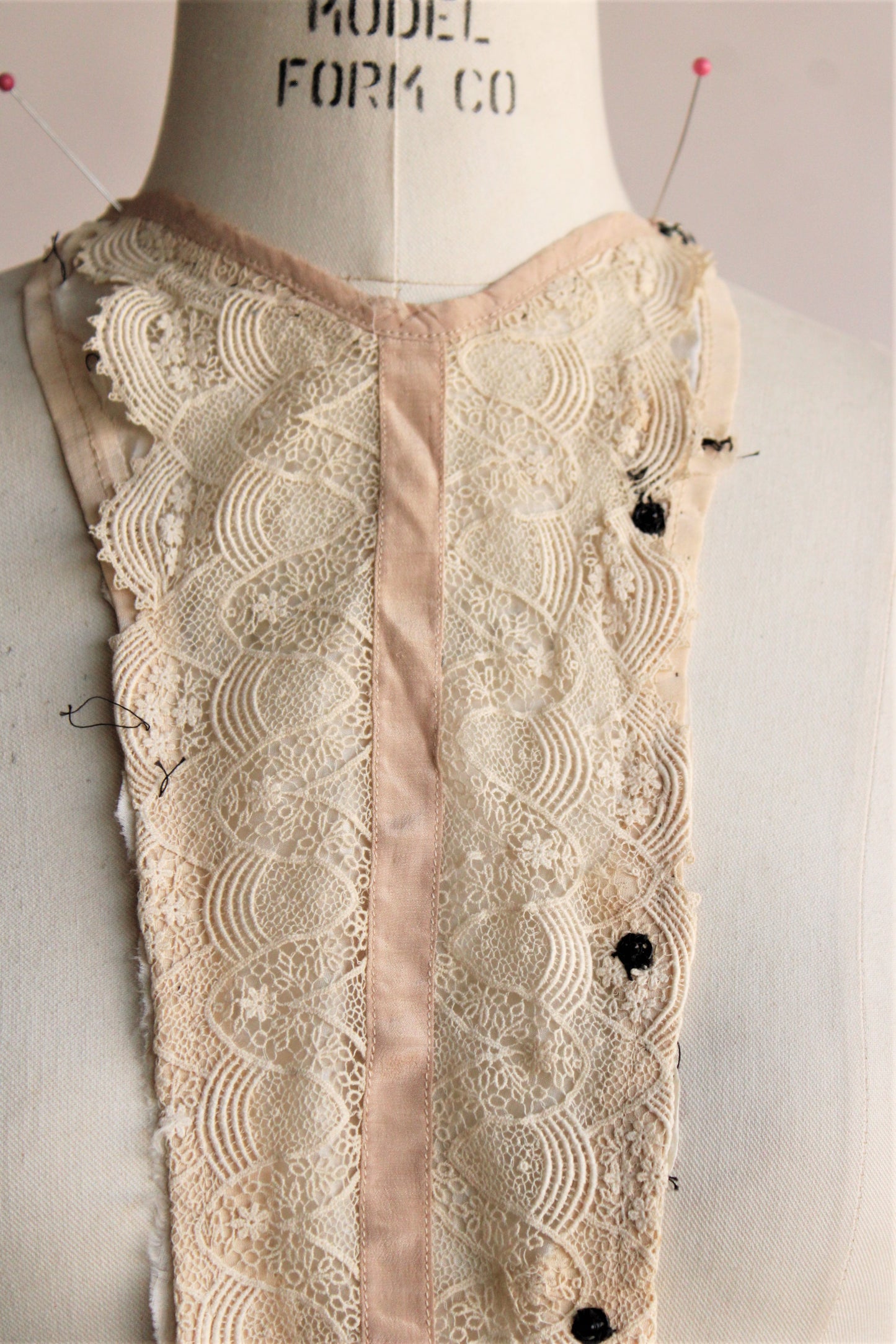 Antique 1900s Silk Lace Blouse Front