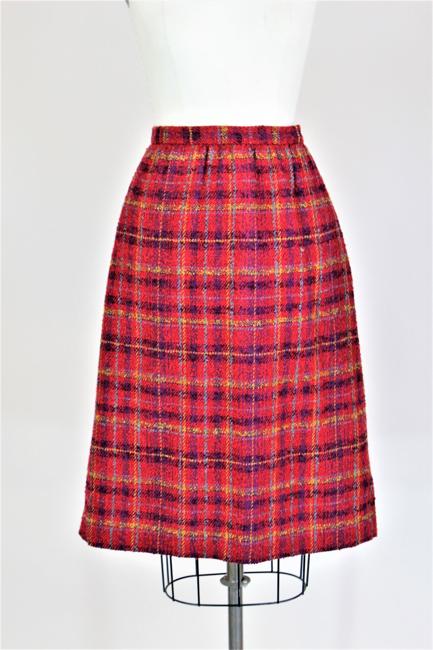 Vintage 1970s 1980s Weathervane Plaid Wool Winter Skirt
