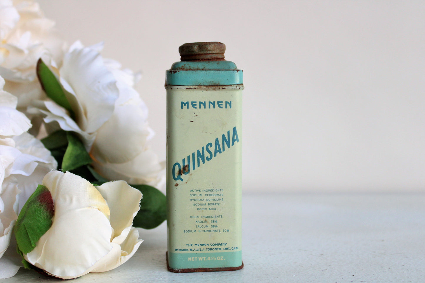 Vintage 1940s Quinsana Foot Powder Tin With Talc by Mennen