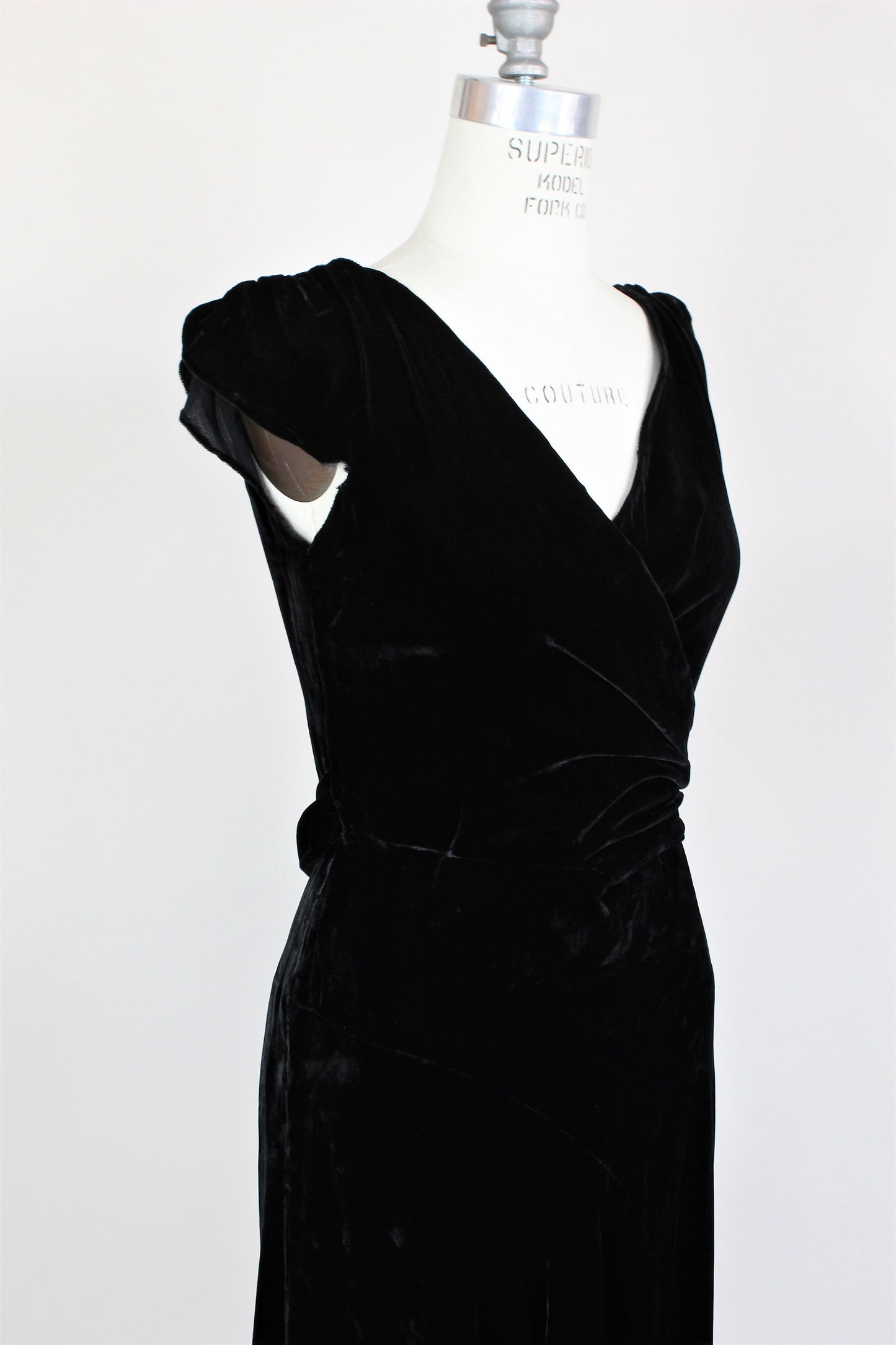 Vintage 1930s Black Silk Velvet Dress From Jays Boston