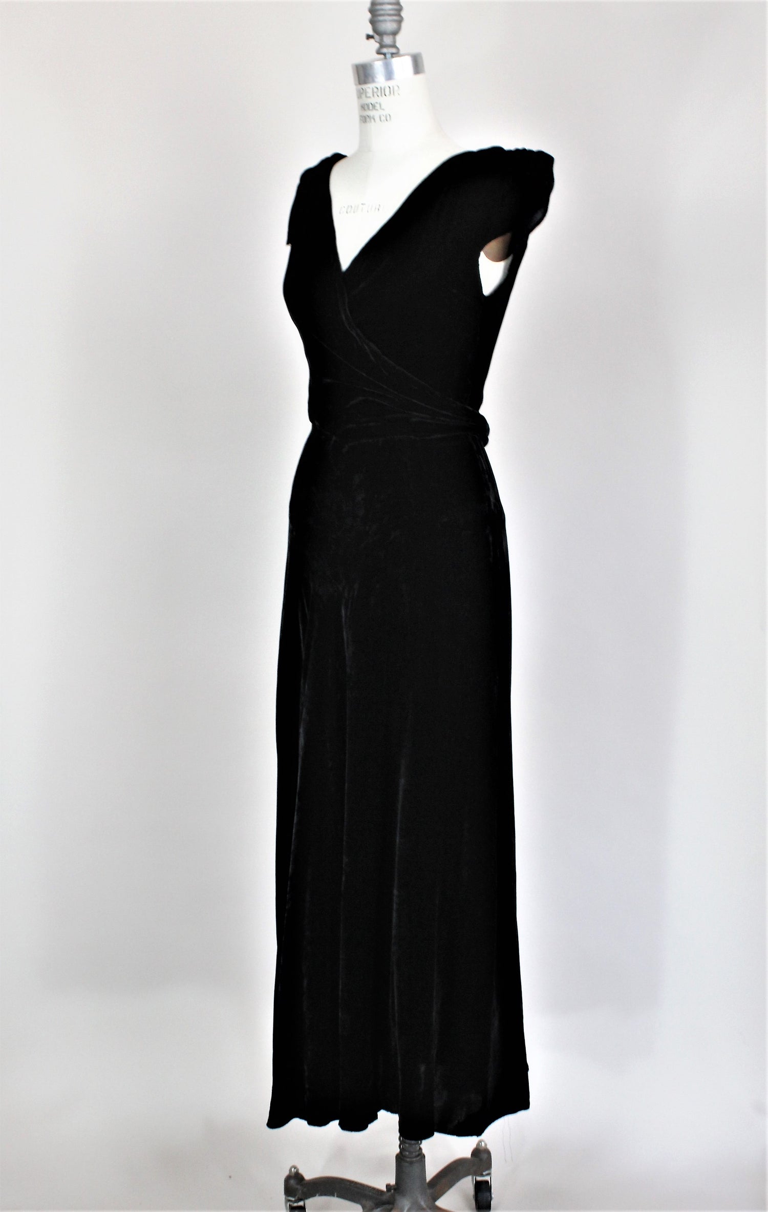 Vintage 1930s Black Silk Velvet Dress From Jays Boston
