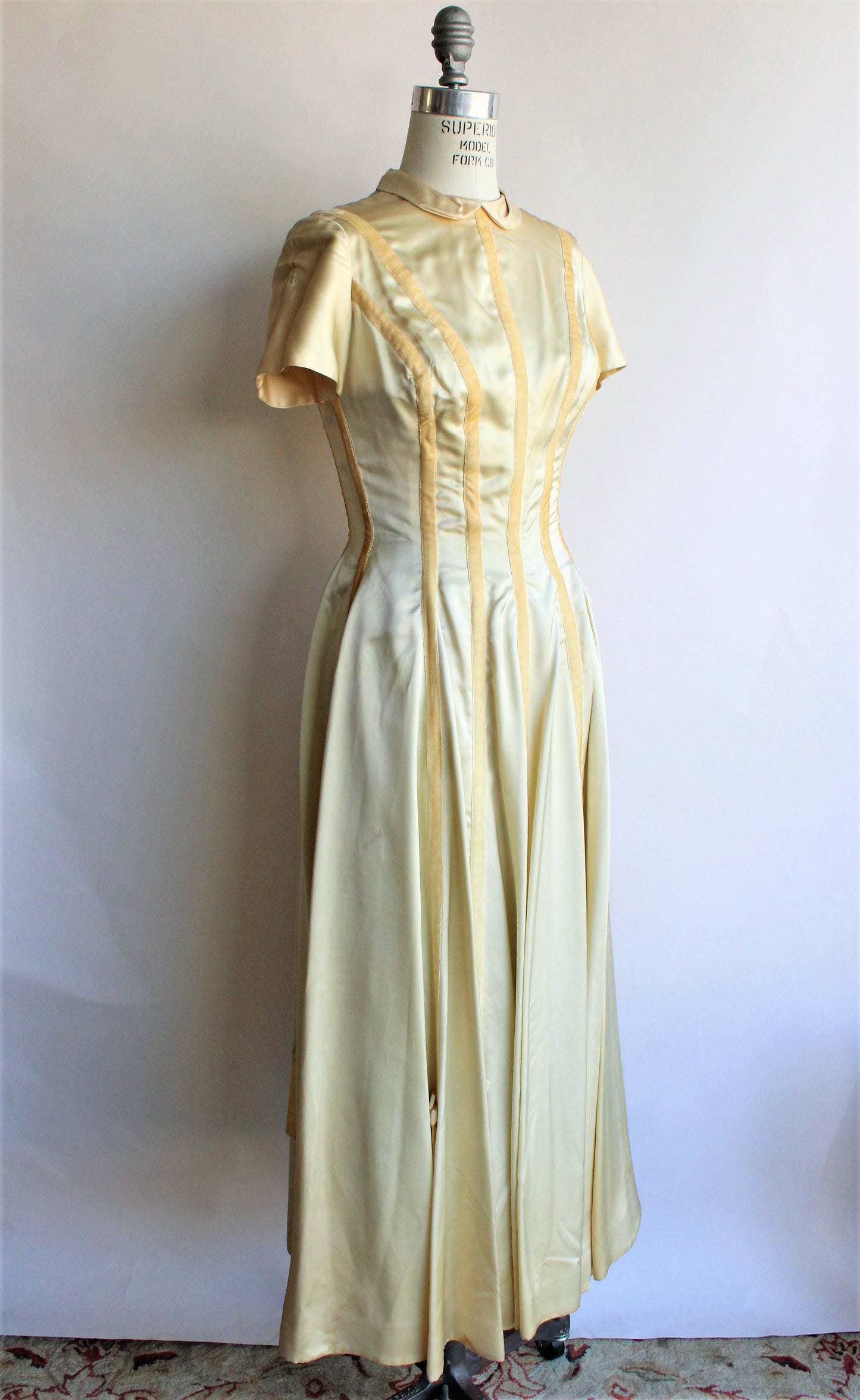 Vintage 1950s Gold Satin Party Dress